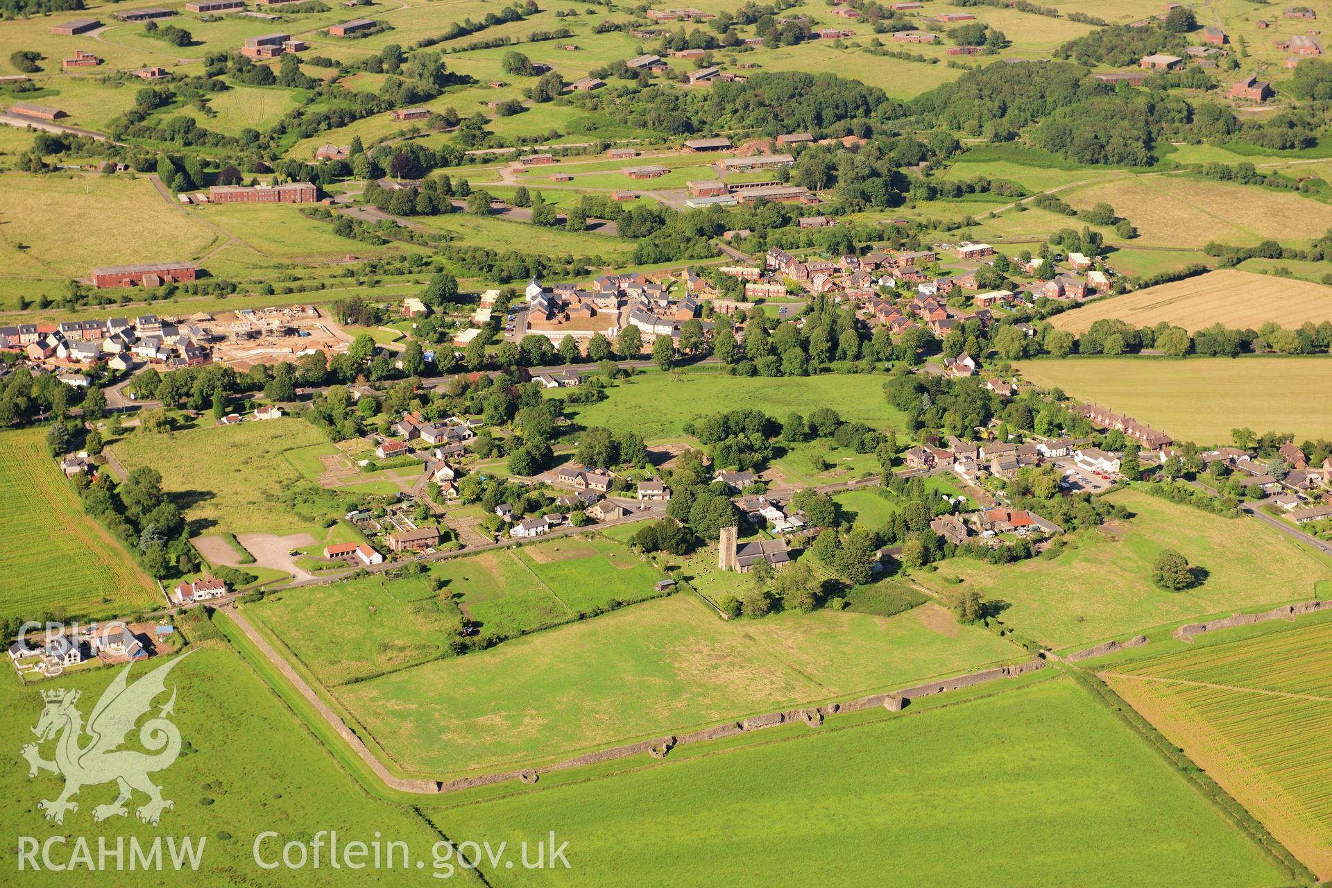 RCAHMW colour oblique photograph of Caerwent Roman town, landscape view from southwest. Taken by Toby Driver on 24/07/2012.