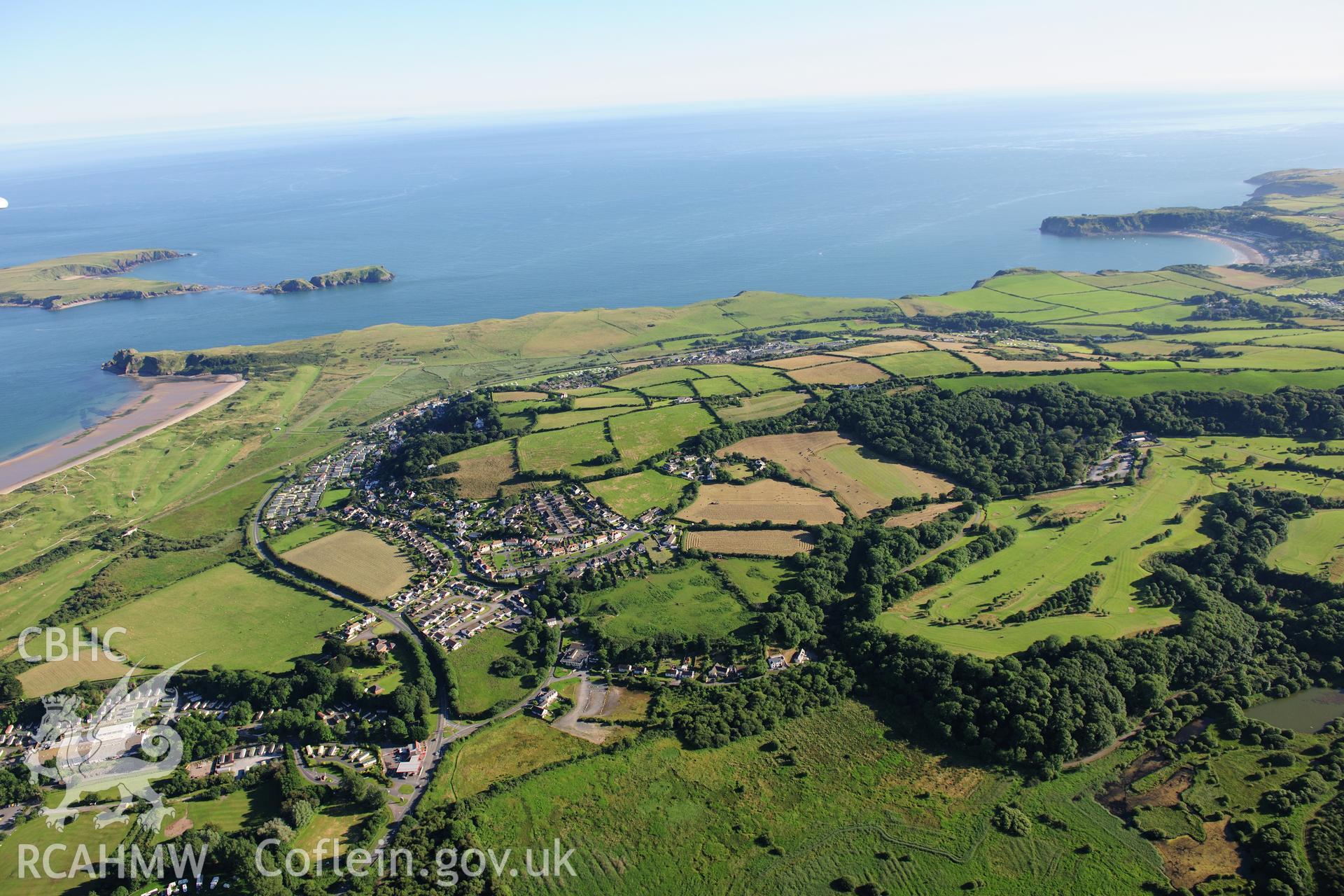 RCAHMW colour oblique photograph of Penally village. Taken by Toby Driver on 24/07/2012.
