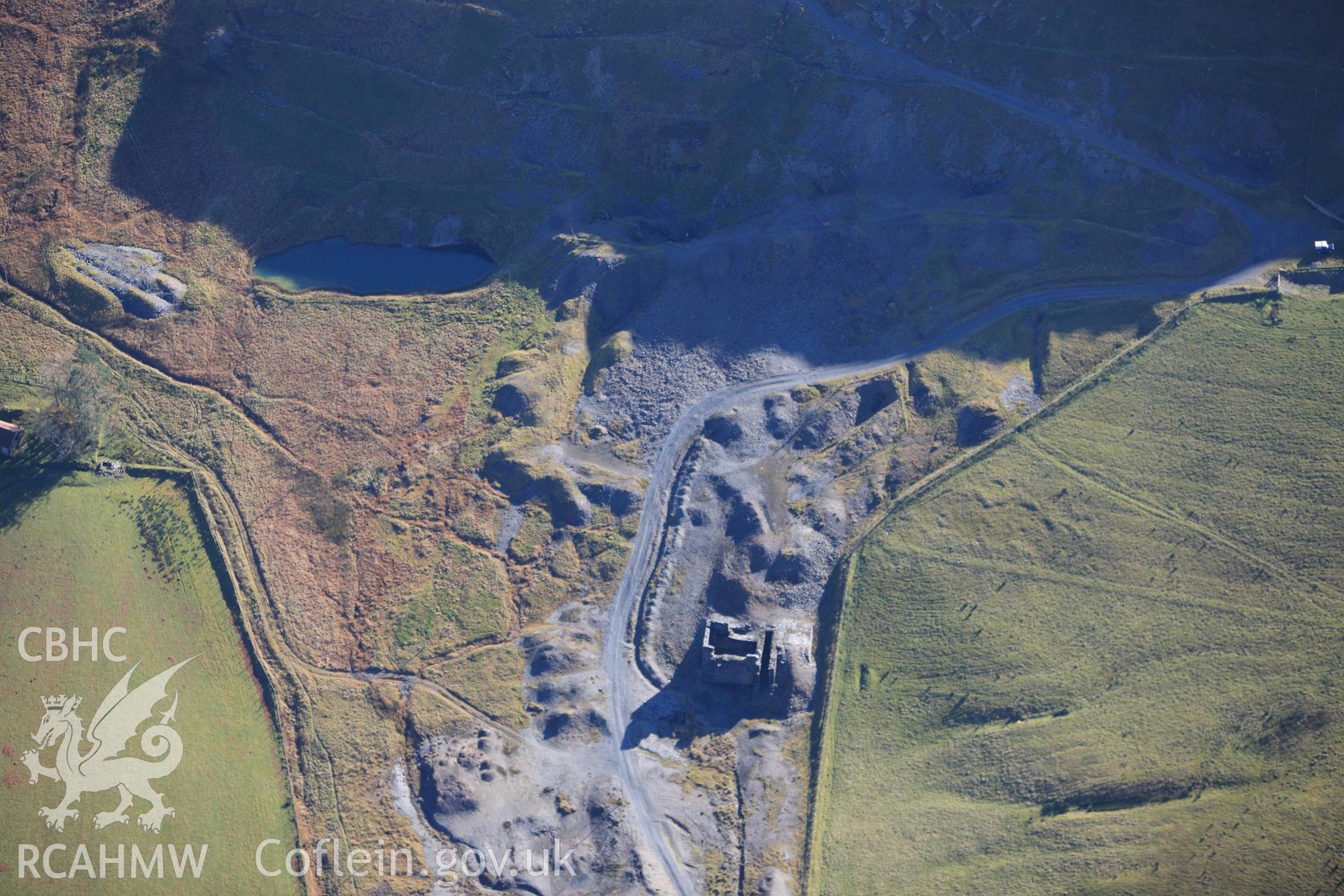 RCAHMW colour oblique photograph of Castell Mine, lead mine. Taken by Toby Driver on 05/11/2012.
