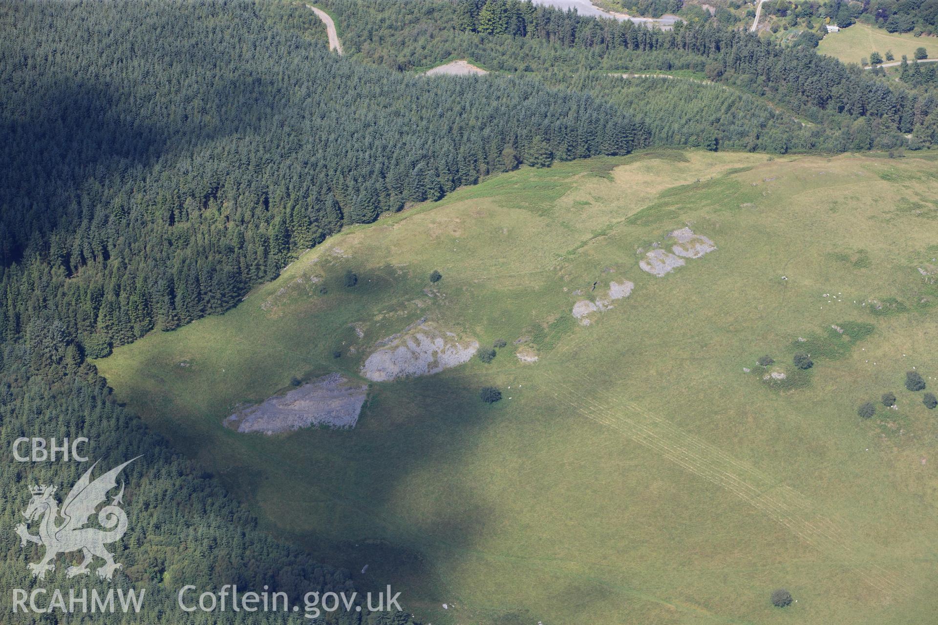 RCAHMW colour oblique photograph of Cwmystwyth leadmines and Geufron slate quarry, looking north. Taken by Toby Driver on 10/08/2012.