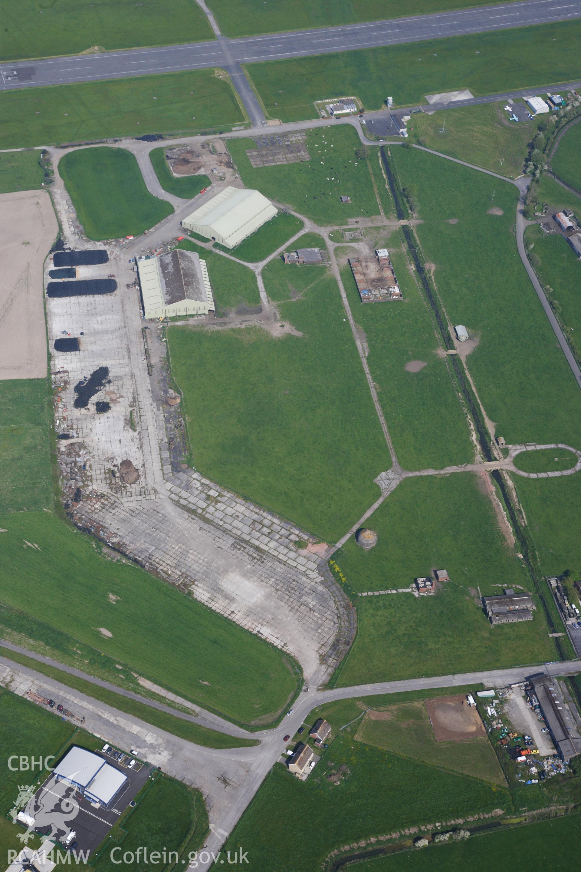 RCAHMW colour oblique photograph of General view of dome gunnery trainer looking north west towards decontamination building. Taken by Toby Driver on 24/05/2012.
