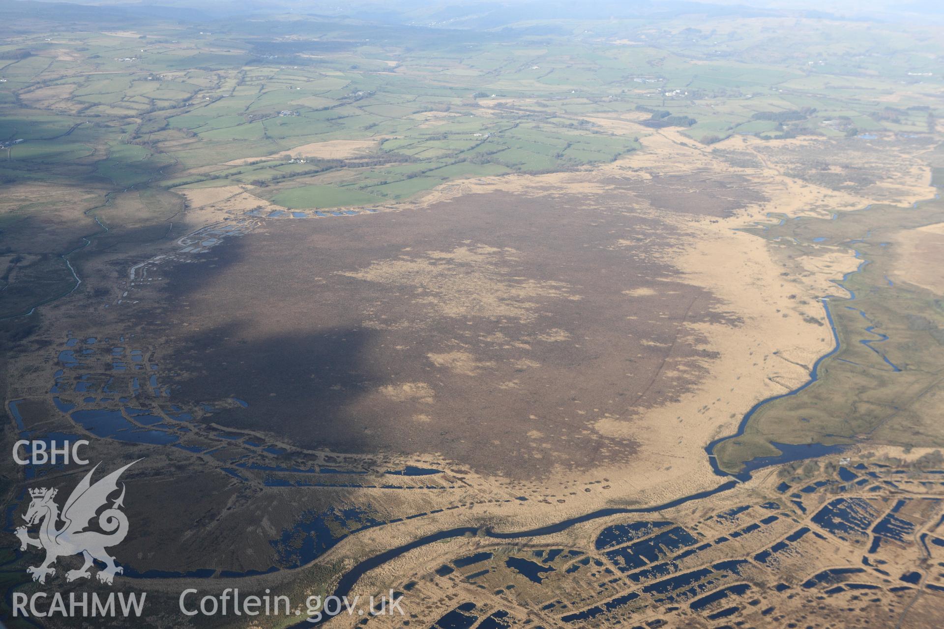 RCAHMW colour oblique photograph of Cors Caron, Tregaron Bog. Taken by Toby Driver on 07/02/2012.