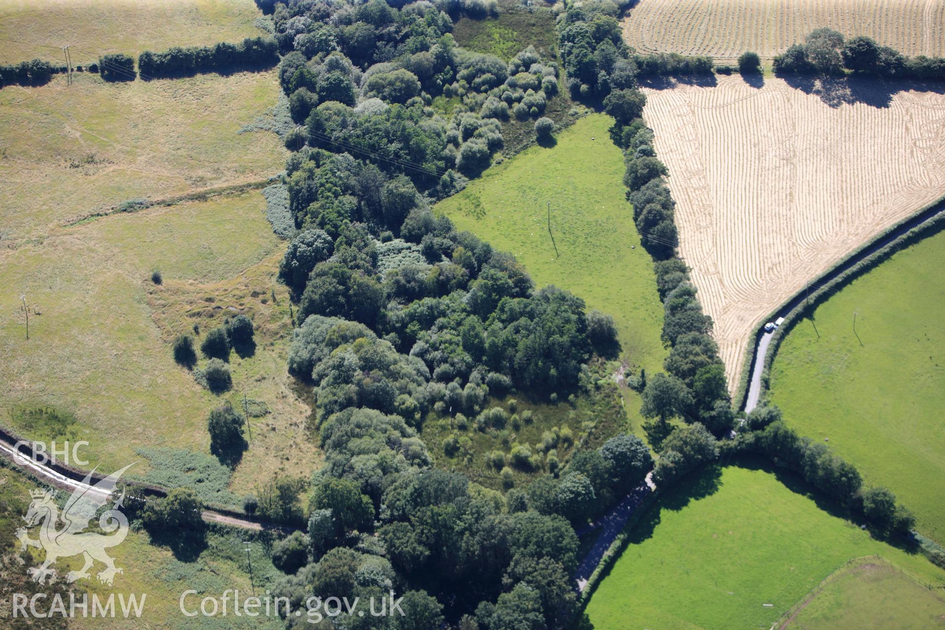 RCAHMW colour oblique photograph of Gwern y Domen, earthworks. Taken by Toby Driver on 24/07/2012.