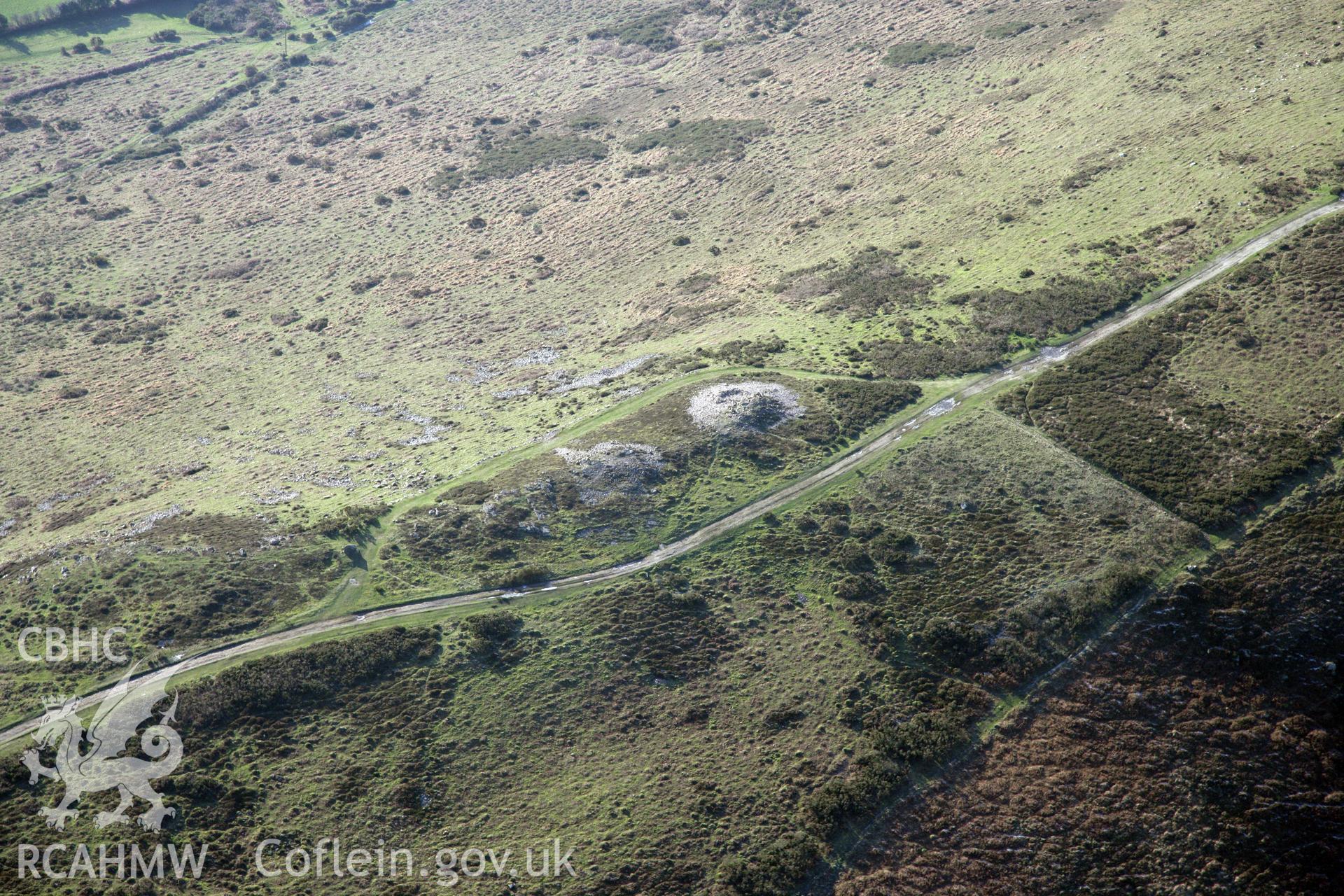 RCAHMW colour oblique photograph of Carins on Cefn Bryn. Taken by Toby Driver on 02/02/2012.