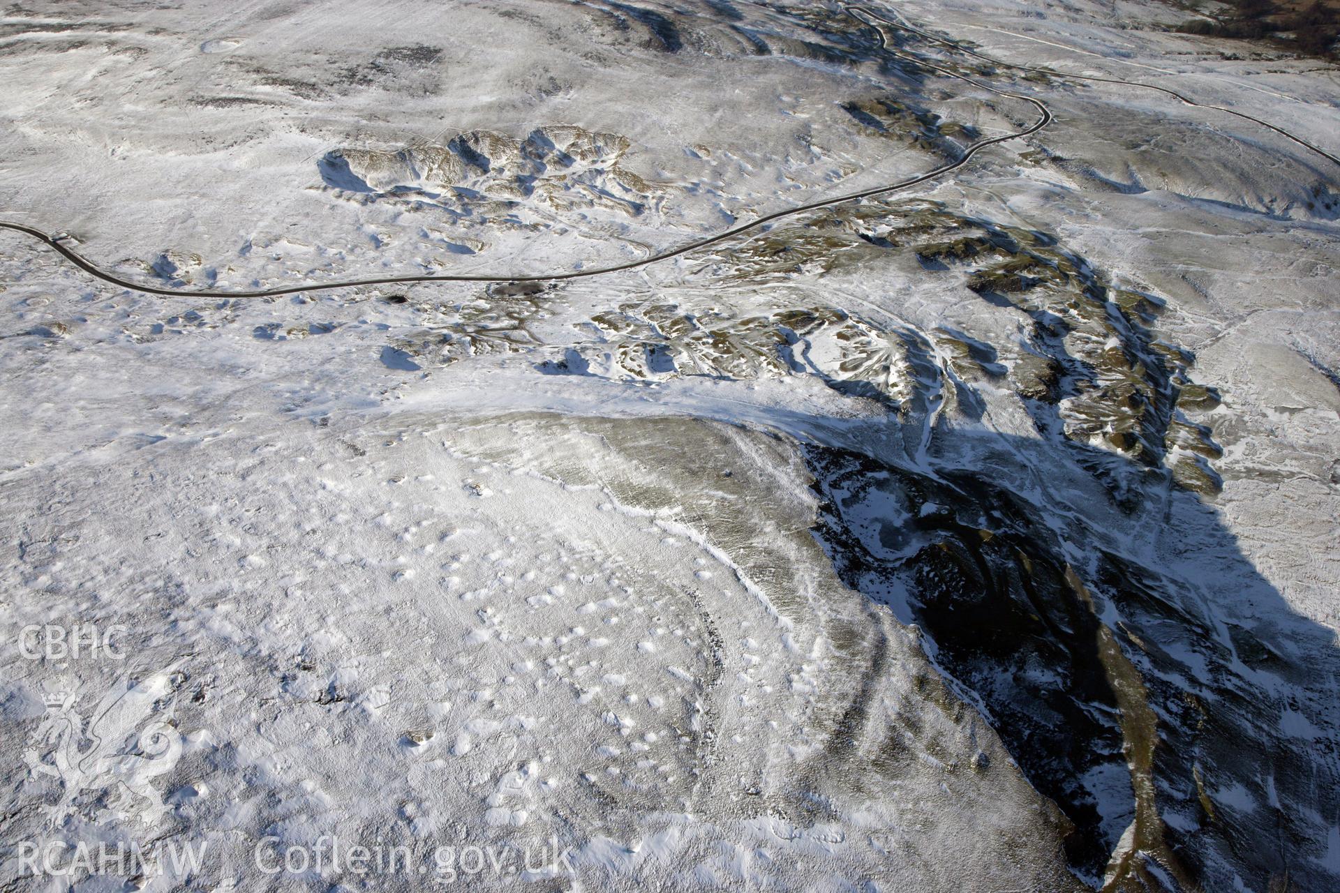 RCAHMW colour oblique photograph of Foel Fawr Quarry Complex. Taken by Toby Driver on 02/02/2012.