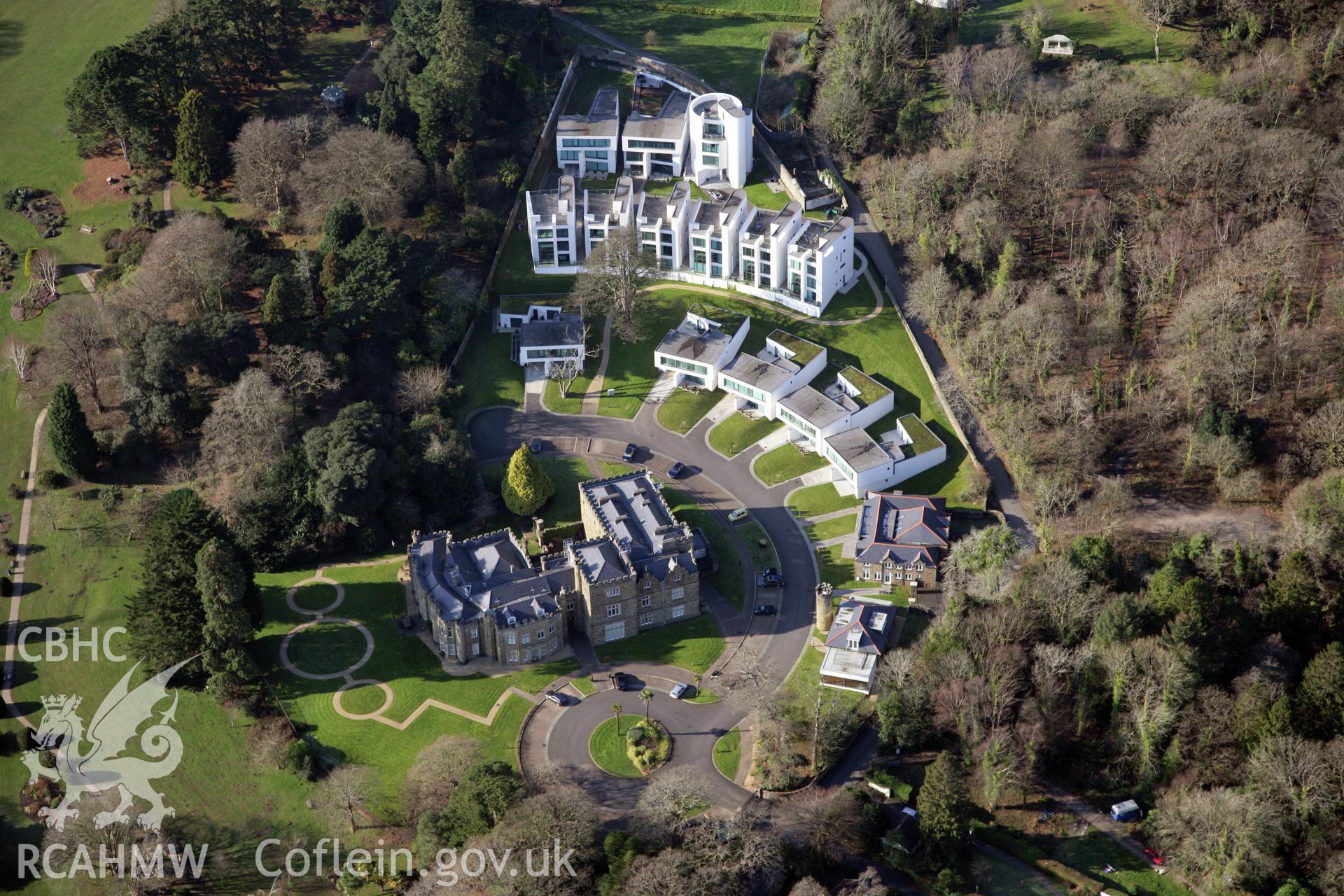 RCAHMW colour oblique photograph of Clyne Castle. Taken by Toby Driver on 02/02/2012.