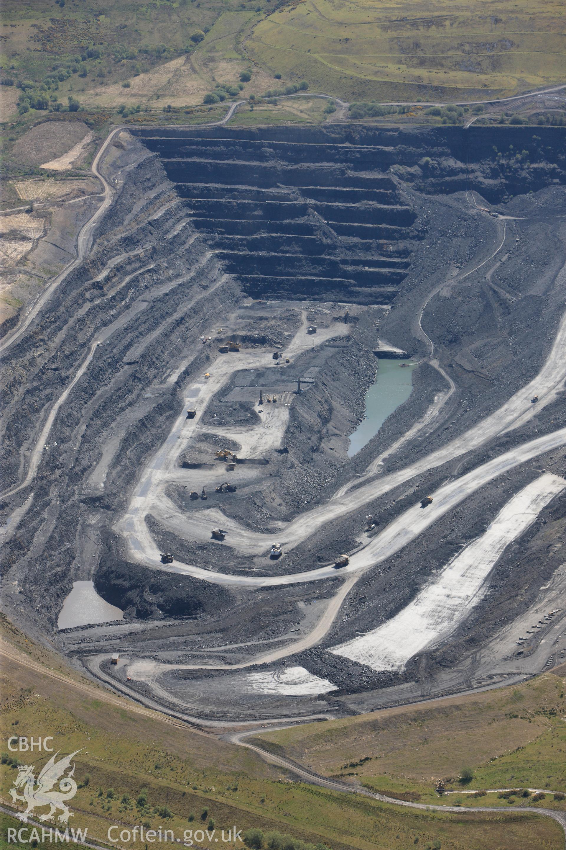 RCAHMW colour oblique photograph of Brynamman opencast workings. Taken by Toby Driver on 22/05/2012.
