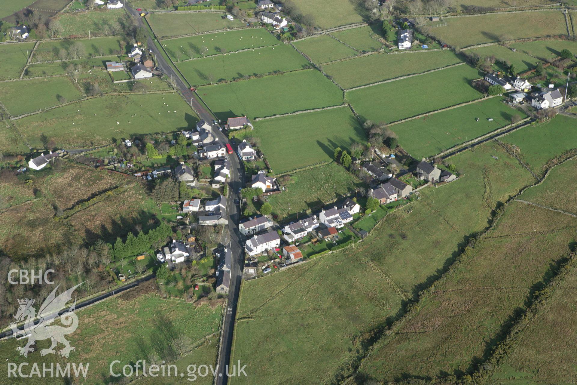 RCAHMW colour oblique photograph of Groeslan, landscape from west. Taken by Toby Driver on 13/01/2012.