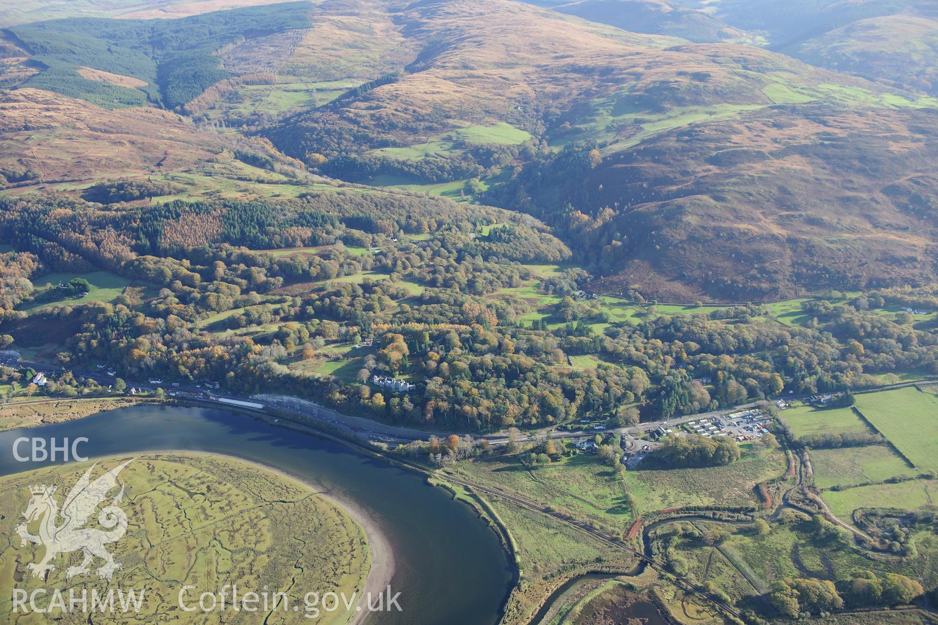 RCAHMW colour oblique photograph of Glandyfi bends, road improvement. Taken by Toby Driver on 05/11/2012.