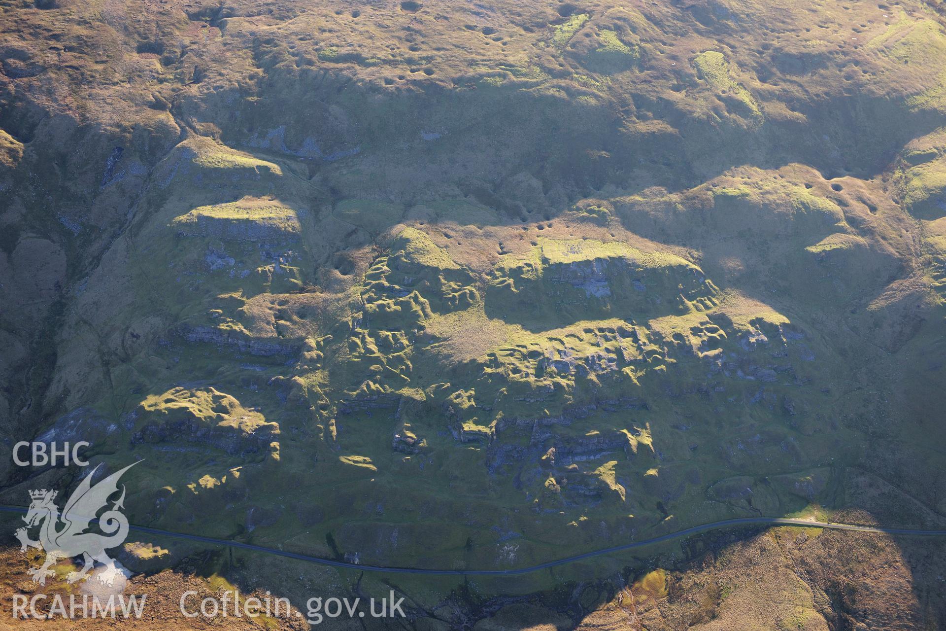 RCAHMW colour oblique photograph of Clogau Bach limeworkings. Taken by Toby Driver on 28/11/2012.