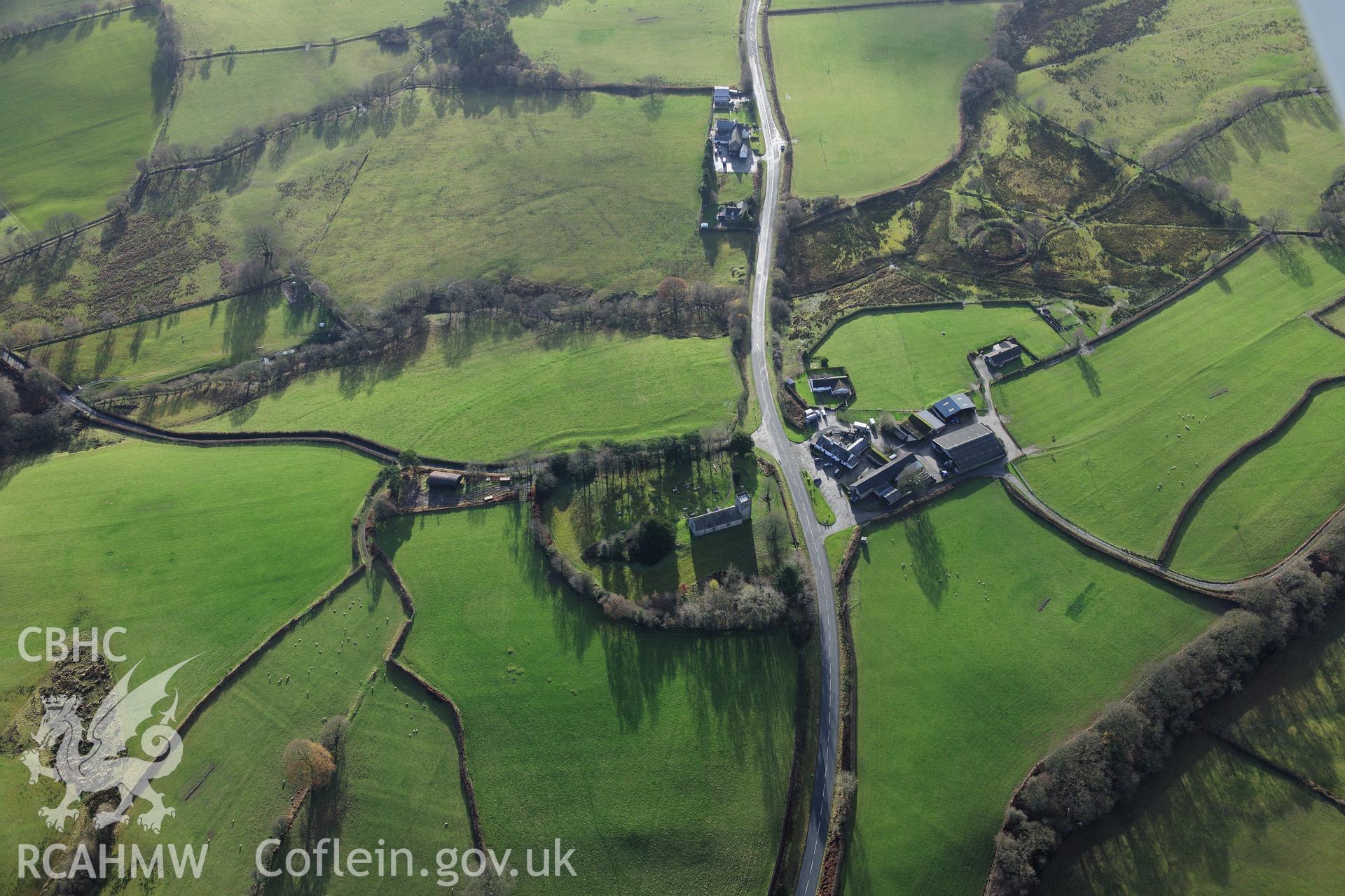 RCAHMW colour oblique photograph of Llanafan Fawr. Taken by Toby Driver on 23/11/2012.