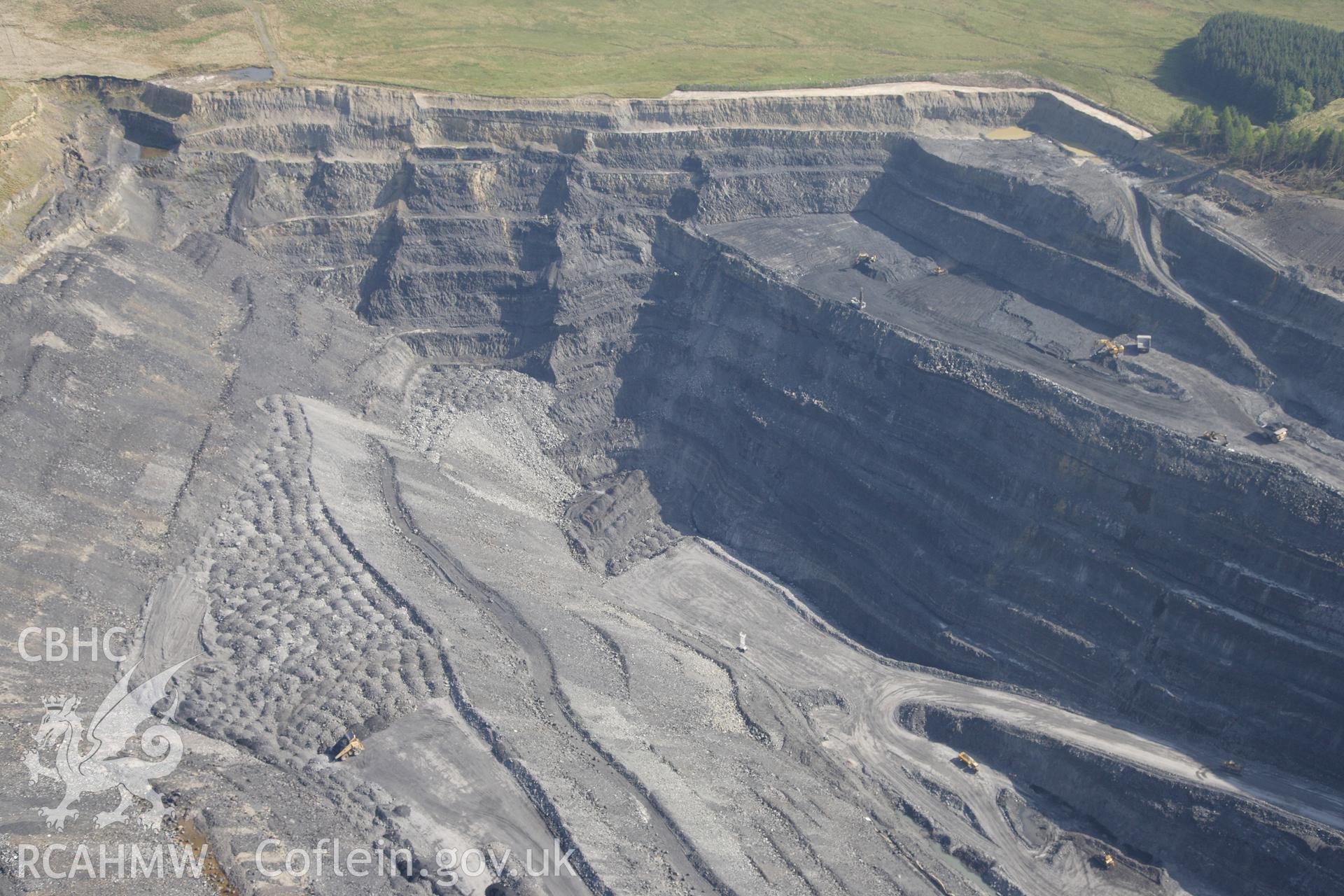 RCAHMW colour oblique photograph of Nant Helen Opencast coal mine, Abercraf. Taken by Toby Driver on 22/05/2012.