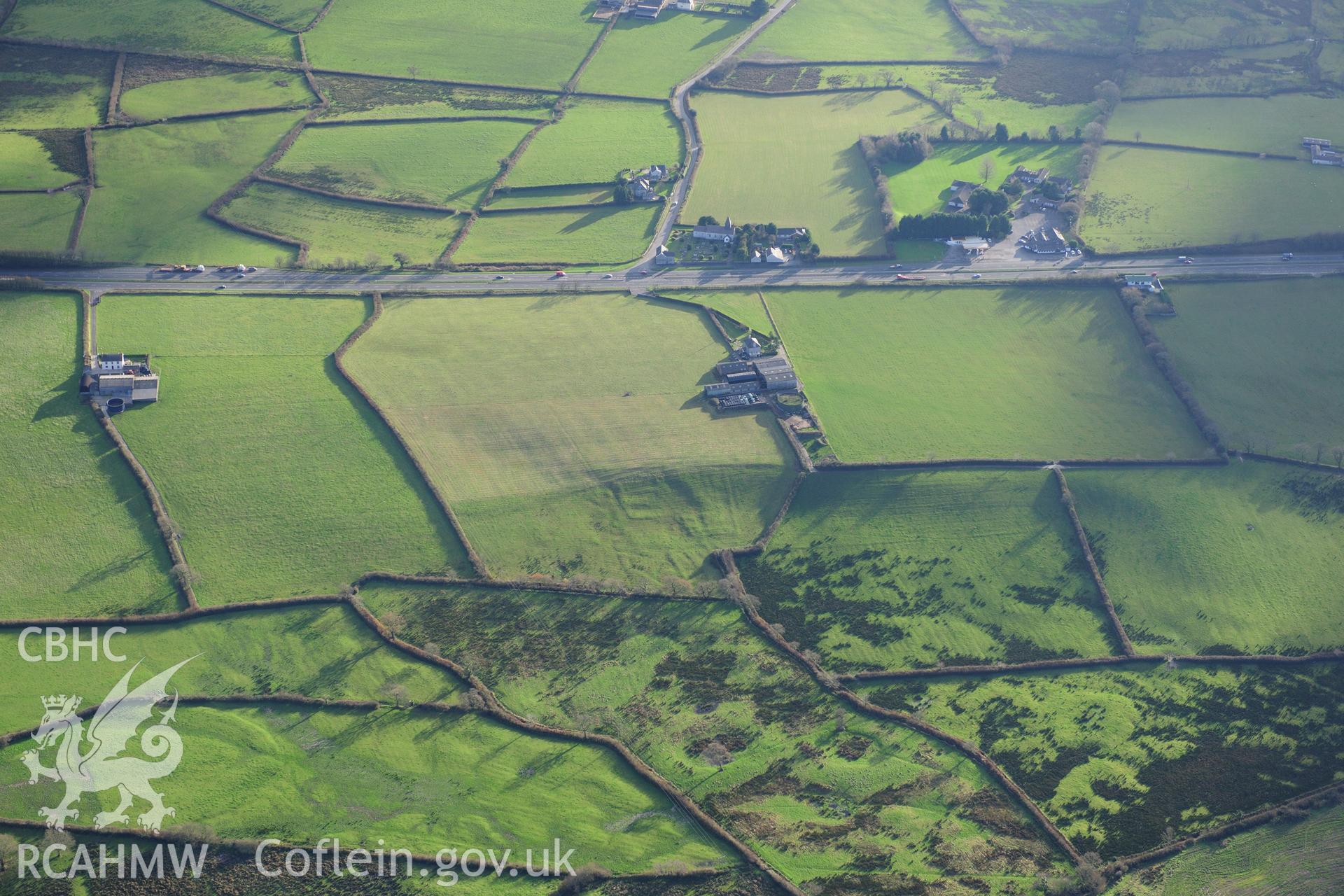 RCAHMW colour oblique photograph of Llanfryn deserted settlement. Taken by Toby Driver on 28/11/2012.
