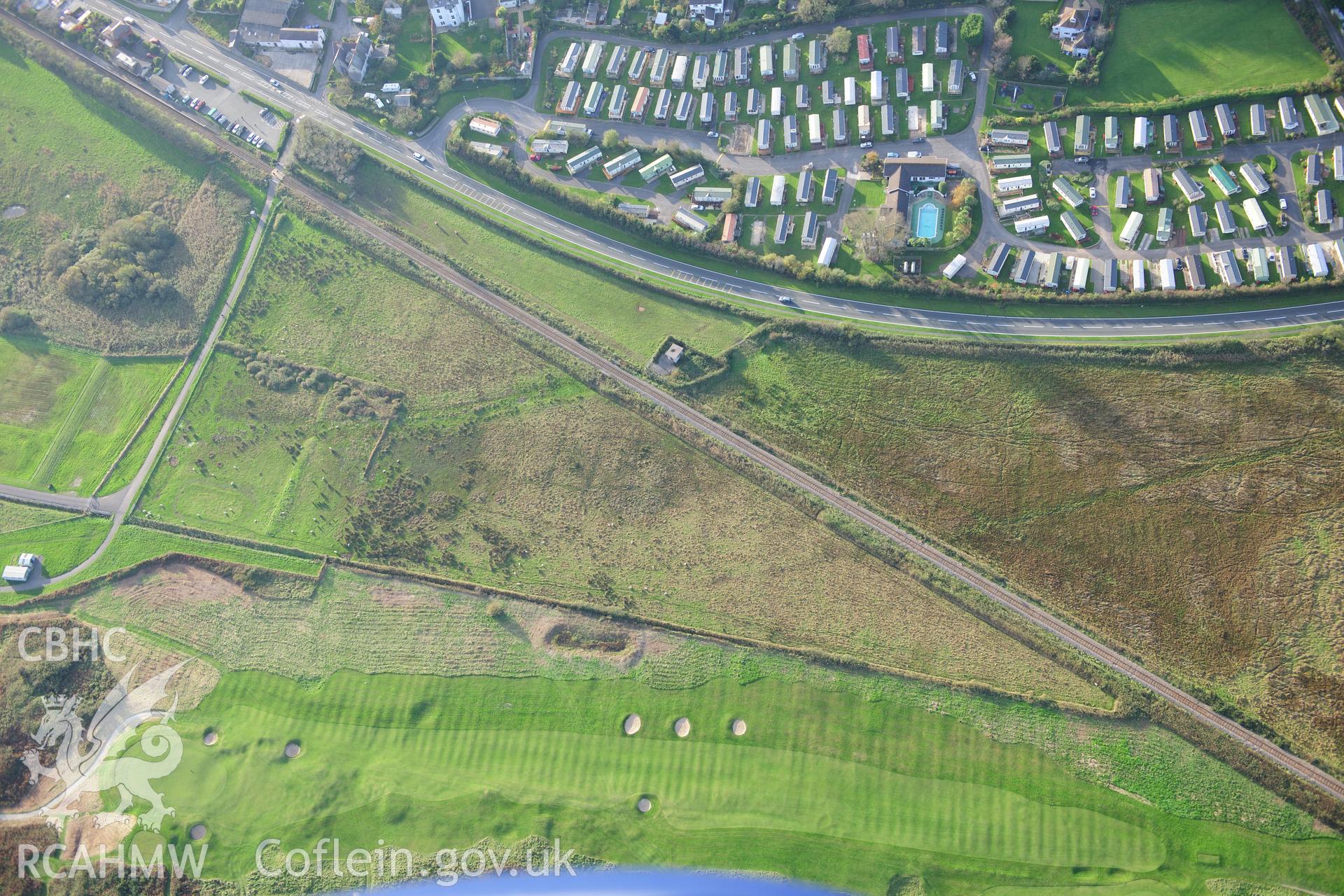 RCAHMW colour oblique photograph of Penally Rifle Range. Taken by Toby Driver on 26/10/2012.