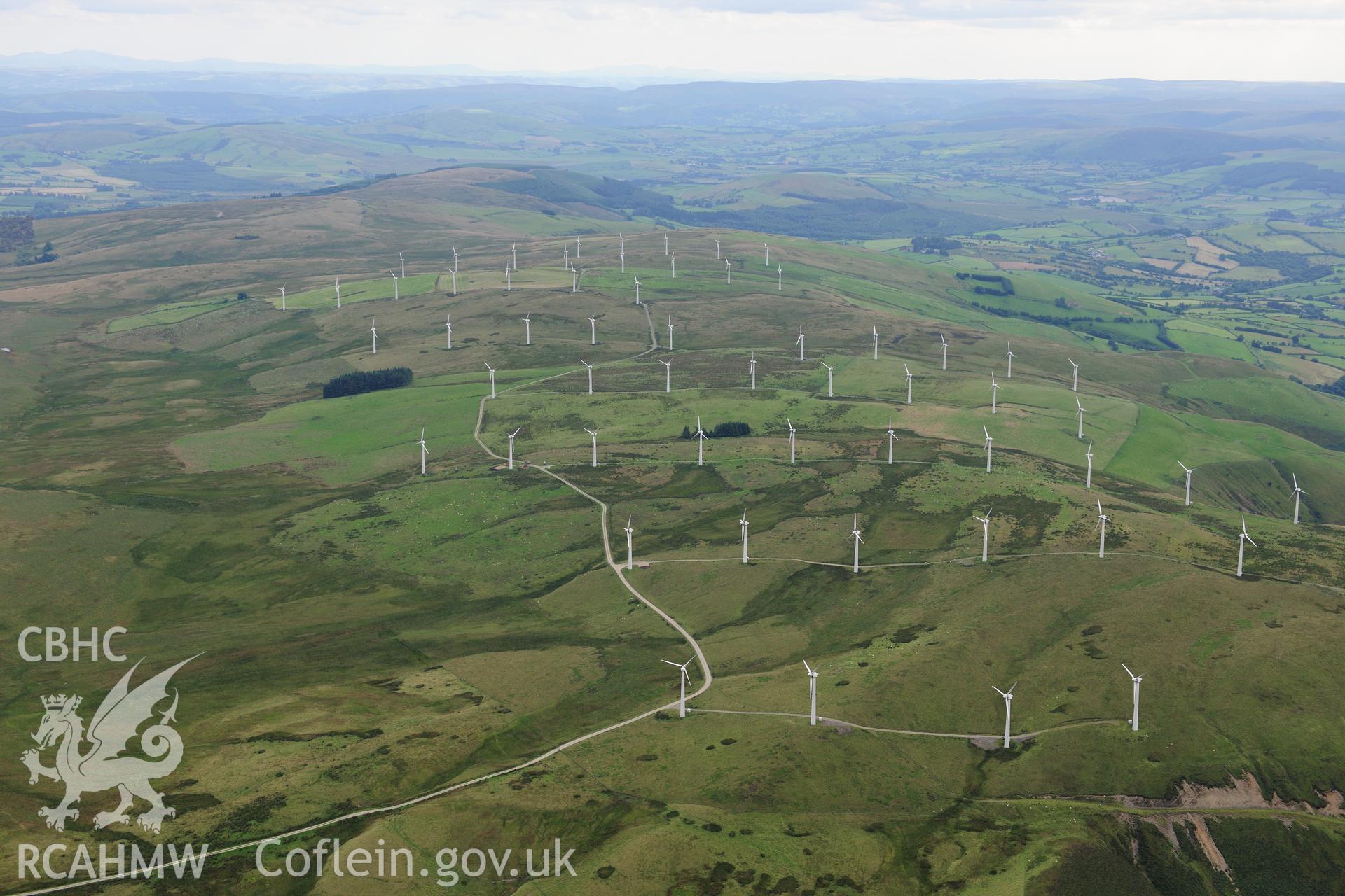 RCAHMW colour oblique photograph of Dethenydd wind farm, looking south. Taken by Toby Driver on 10/08/2012.