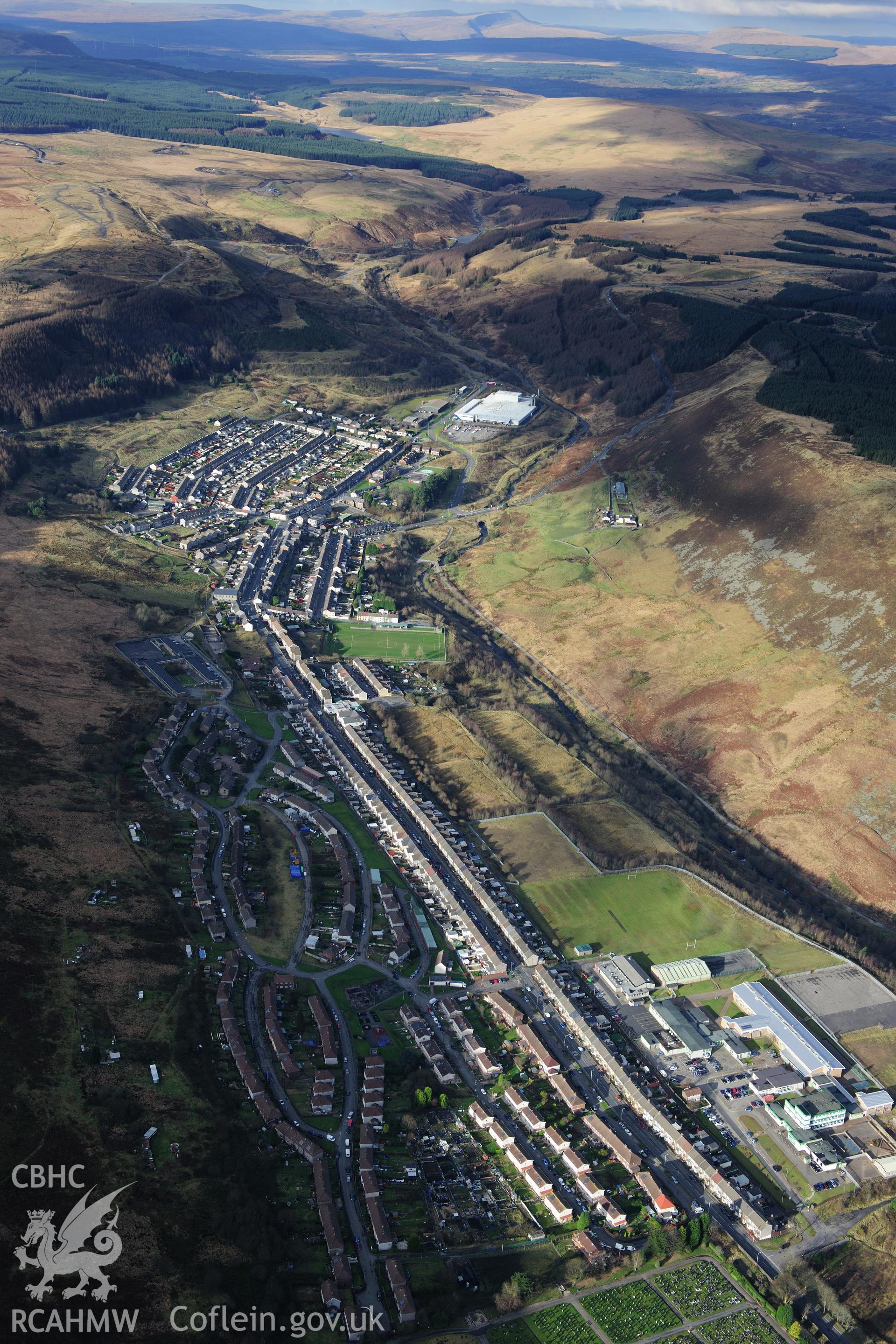 RCAHMW colour oblique photograph of Maerdy village. Taken by Toby Driver on 28/11/2012.