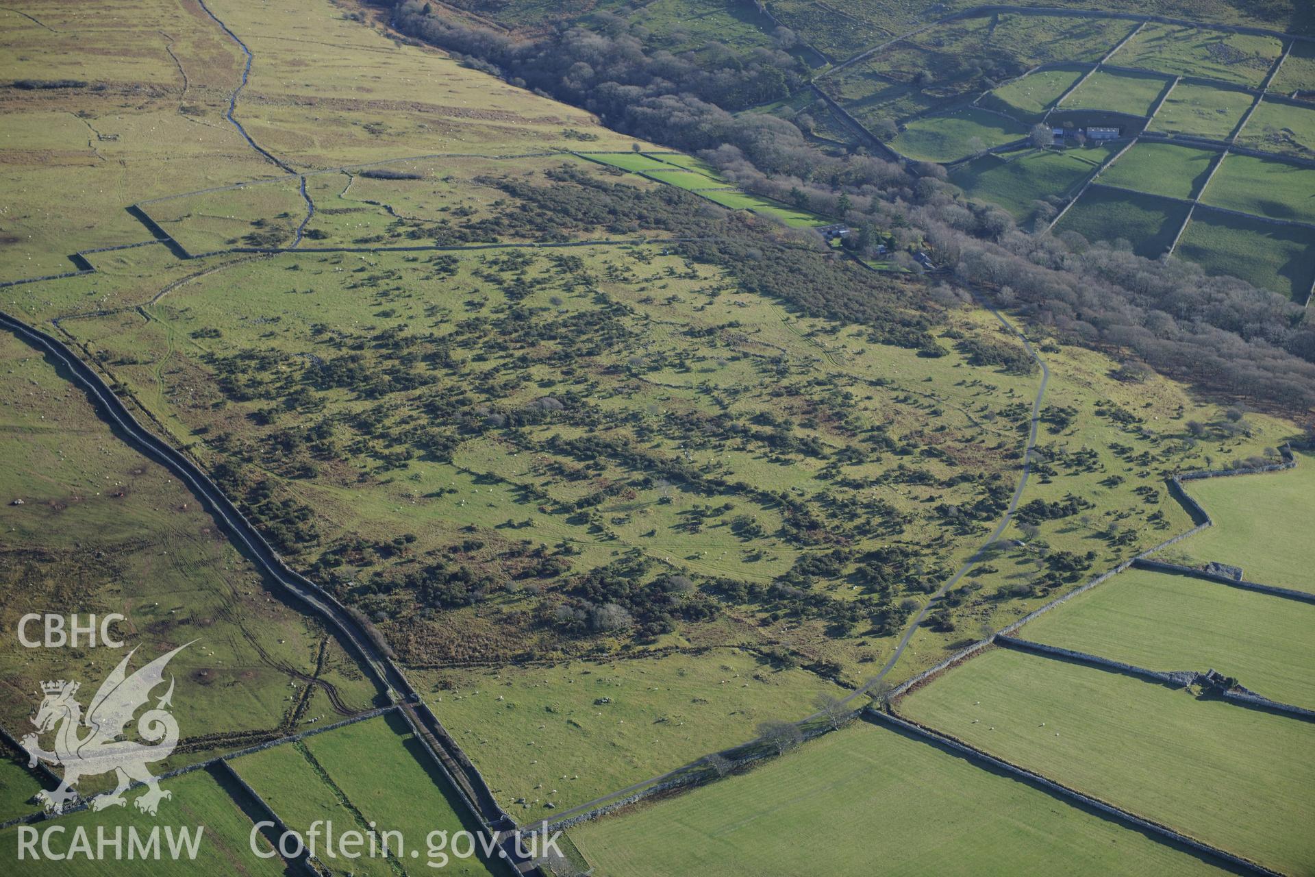 RCAHMW colour oblique photograph of Cors y Gedol field system, western part. Taken by Toby Driver on 10/12/2012.