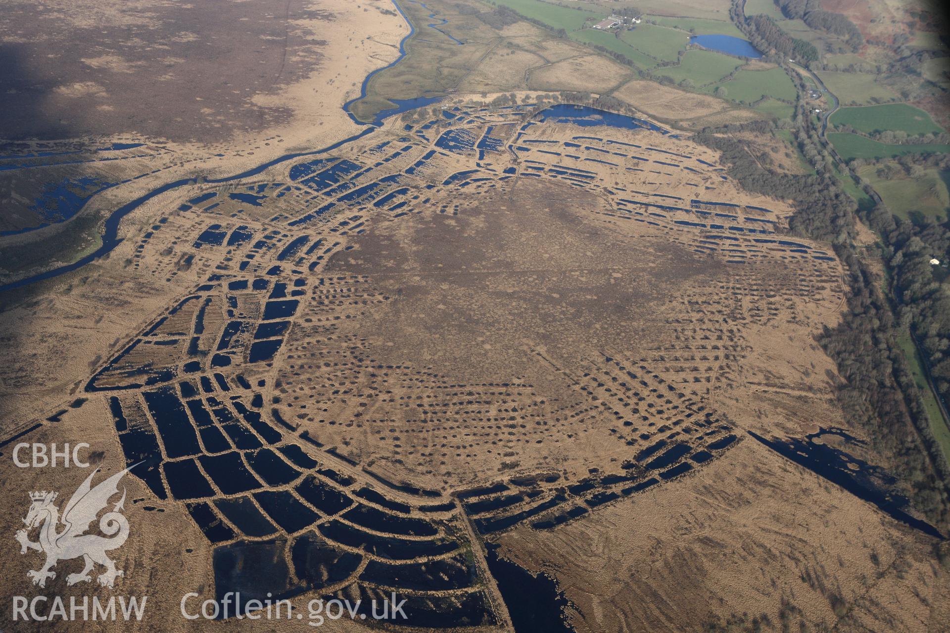 RCAHMW colour oblique photograph of Cors Caron, Tregaron Bog. Taken by Toby Driver on 07/02/2012.