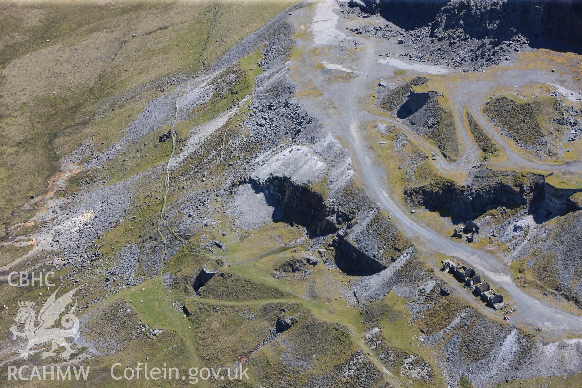 RCAHMW colour oblique photograph of Foel Fawr limeworkings, industrial landscape from north-west. Taken by Toby Driver on 22/05/2012.