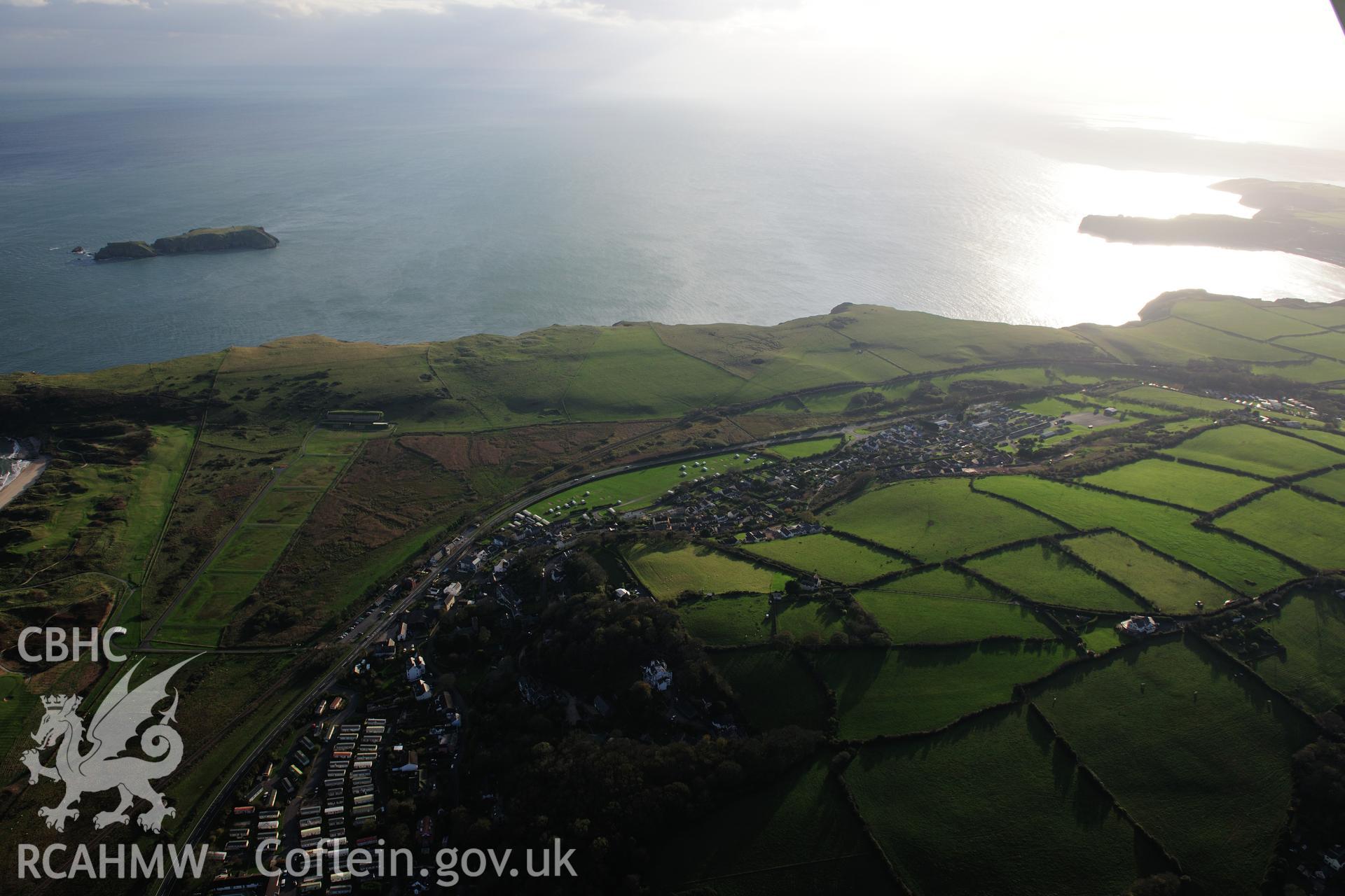 RCAHMW colour oblique photograph of Penally. Taken by Toby Driver on 26/10/2012.
