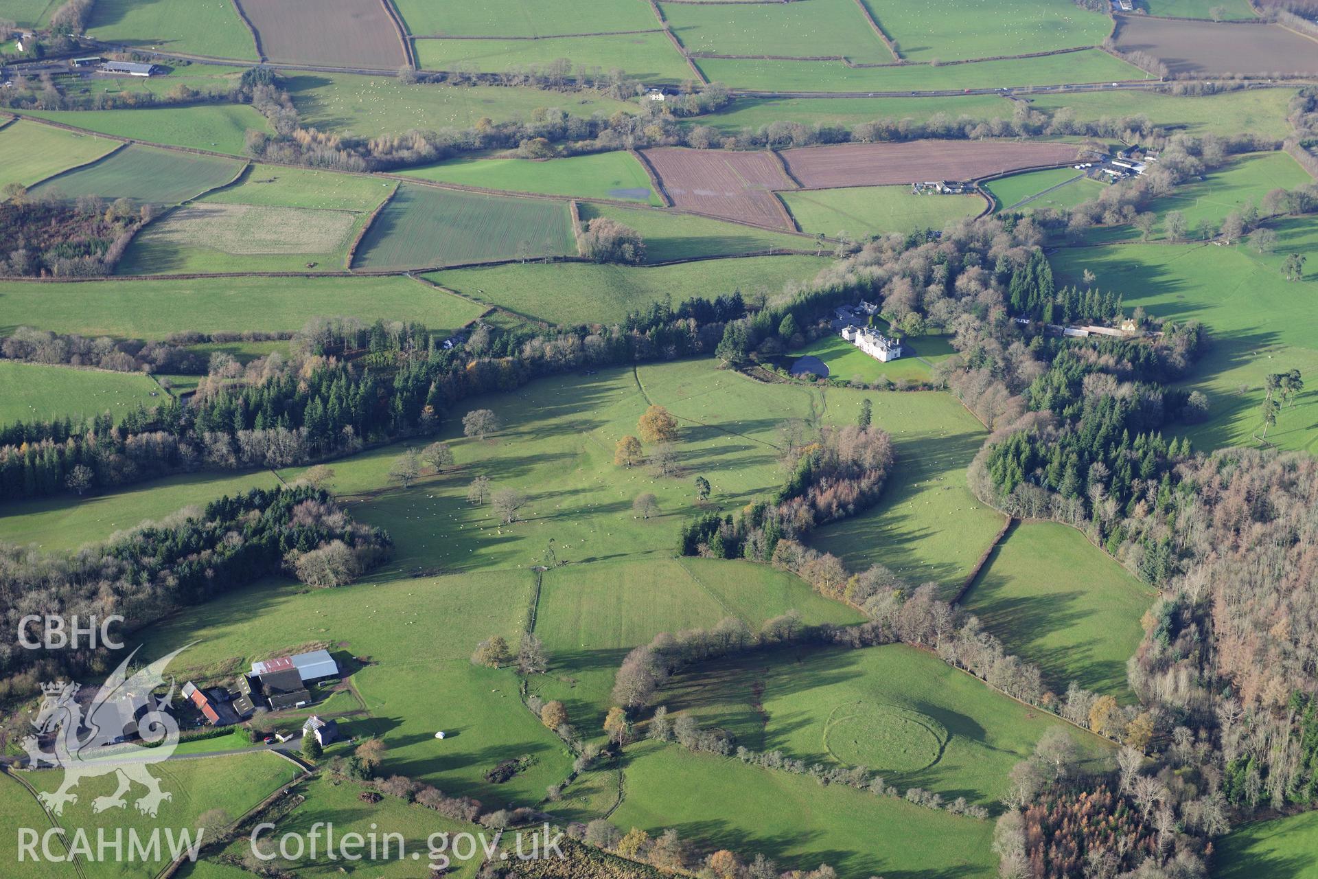 RCAHMW colour oblique photograph of Ffrwdgrech, garden, view from east. Taken by Toby Driver on 23/11/2012.