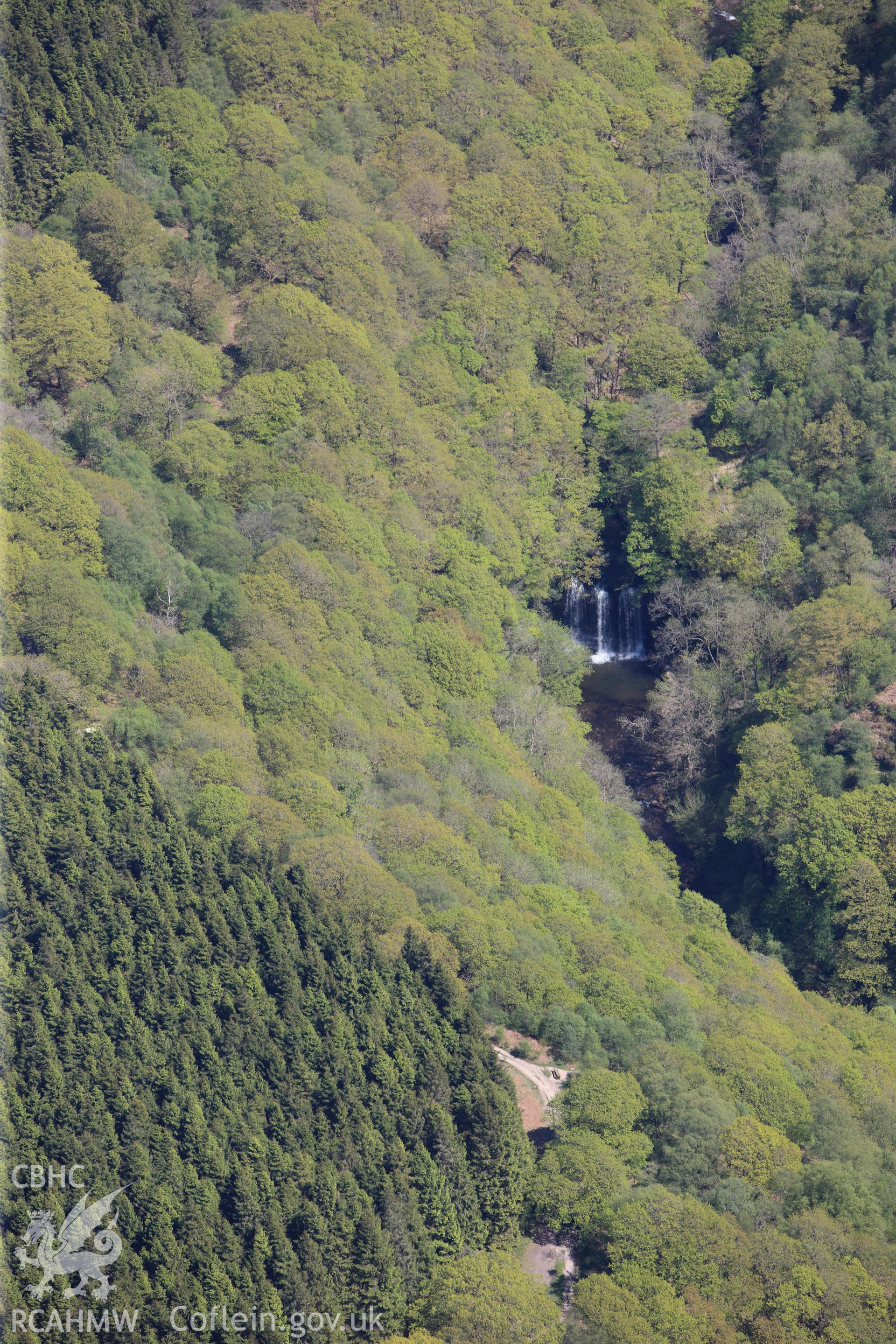 RCAHMW colour oblique photograph of Sgwd yr Eira waterfall, Afon Hepste. Taken by Toby Driver on 22/05/2012.