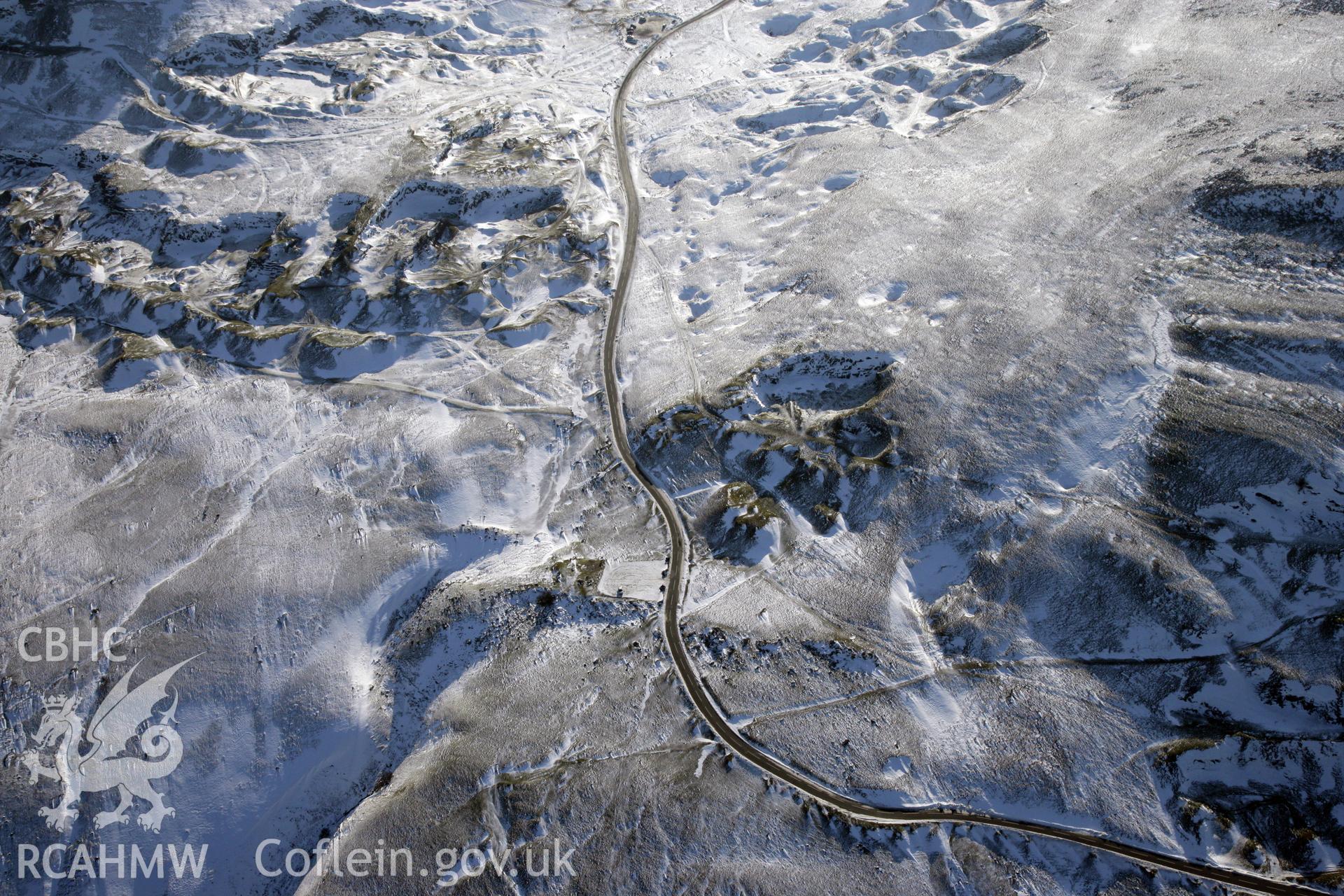 RCAHMW colour oblique photograph of Foel Fawr Quarry Complex. Taken by Toby Driver on 02/02/2012.