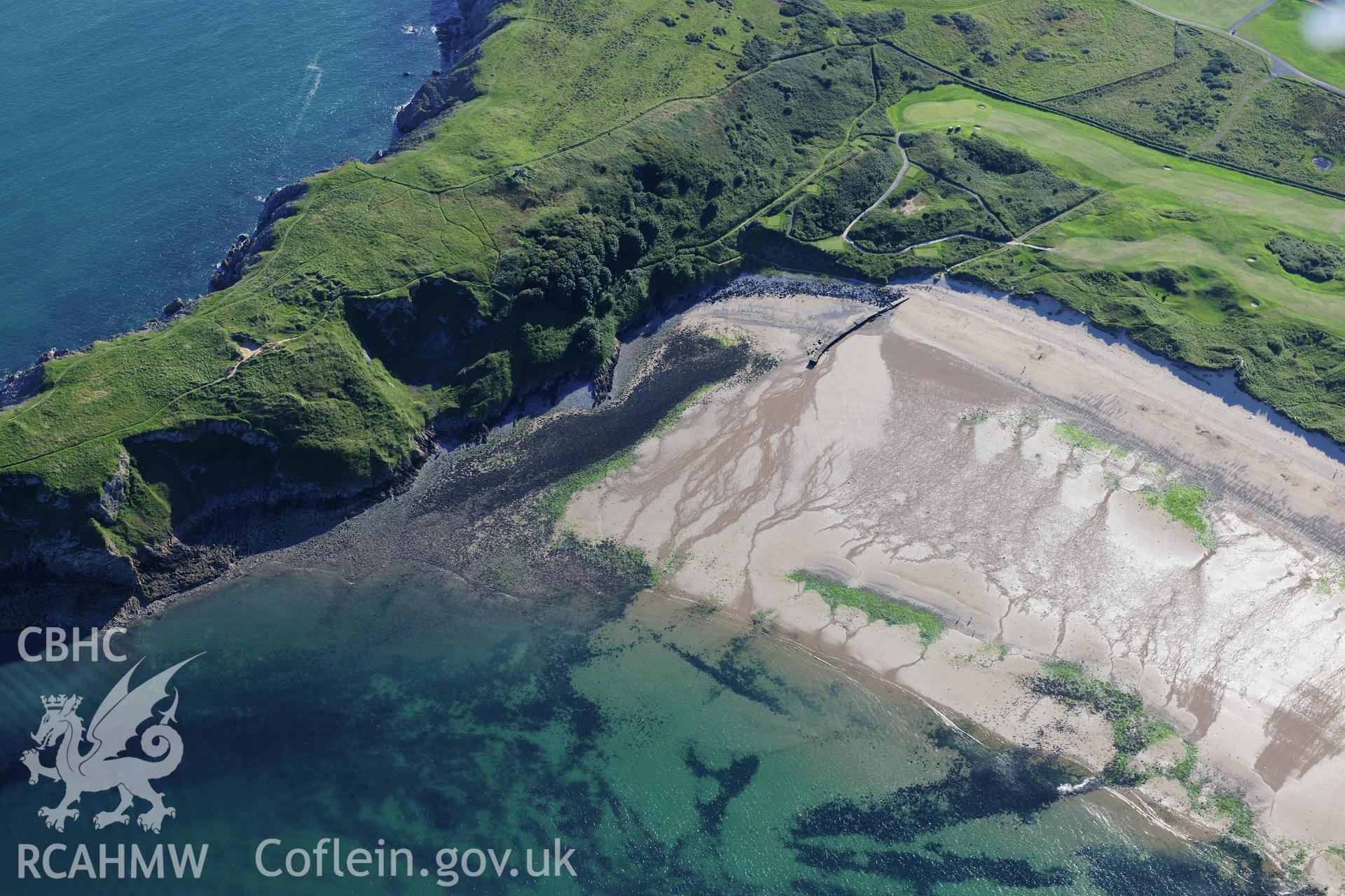 RCAHMW colour oblique photograph of Giltar Point, settlement, with intertidal features to north. Taken by Toby Driver on 24/07/2012.