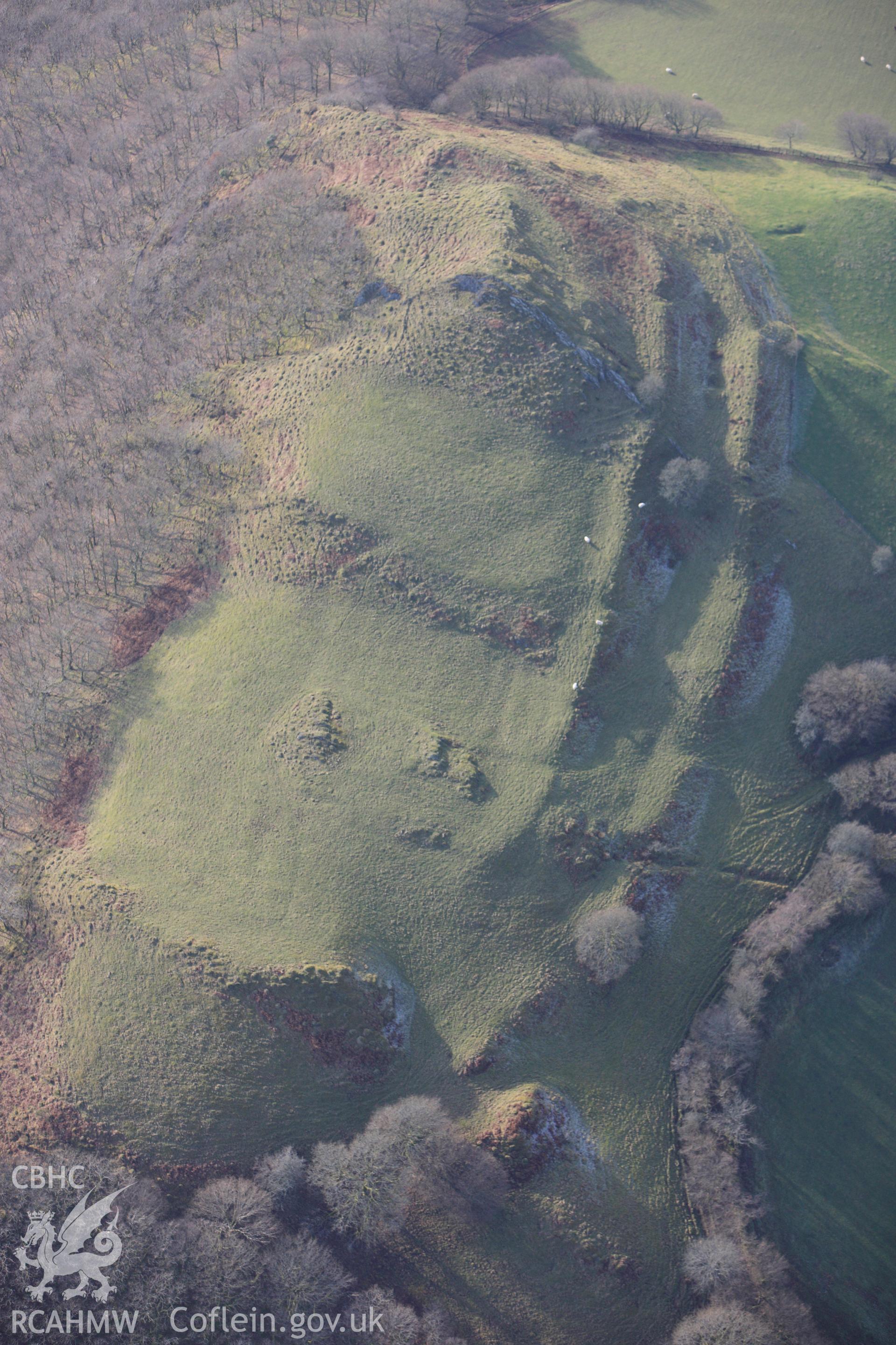 RCAHMW colour oblique photograph of Castell Grogwynion. Taken by Toby Driver on 07/02/2012.
