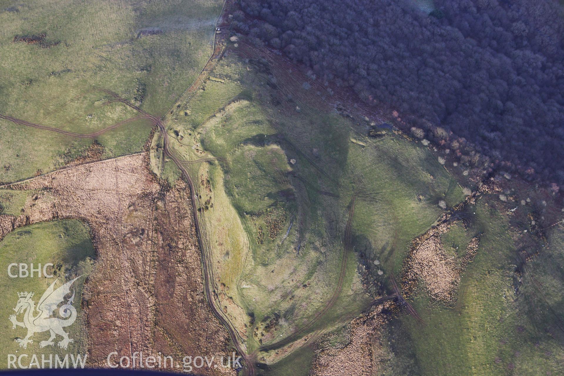 RCAHMW colour oblique photograph of Pen Dinas Elerch. Taken by Toby Driver on 07/02/2012.
