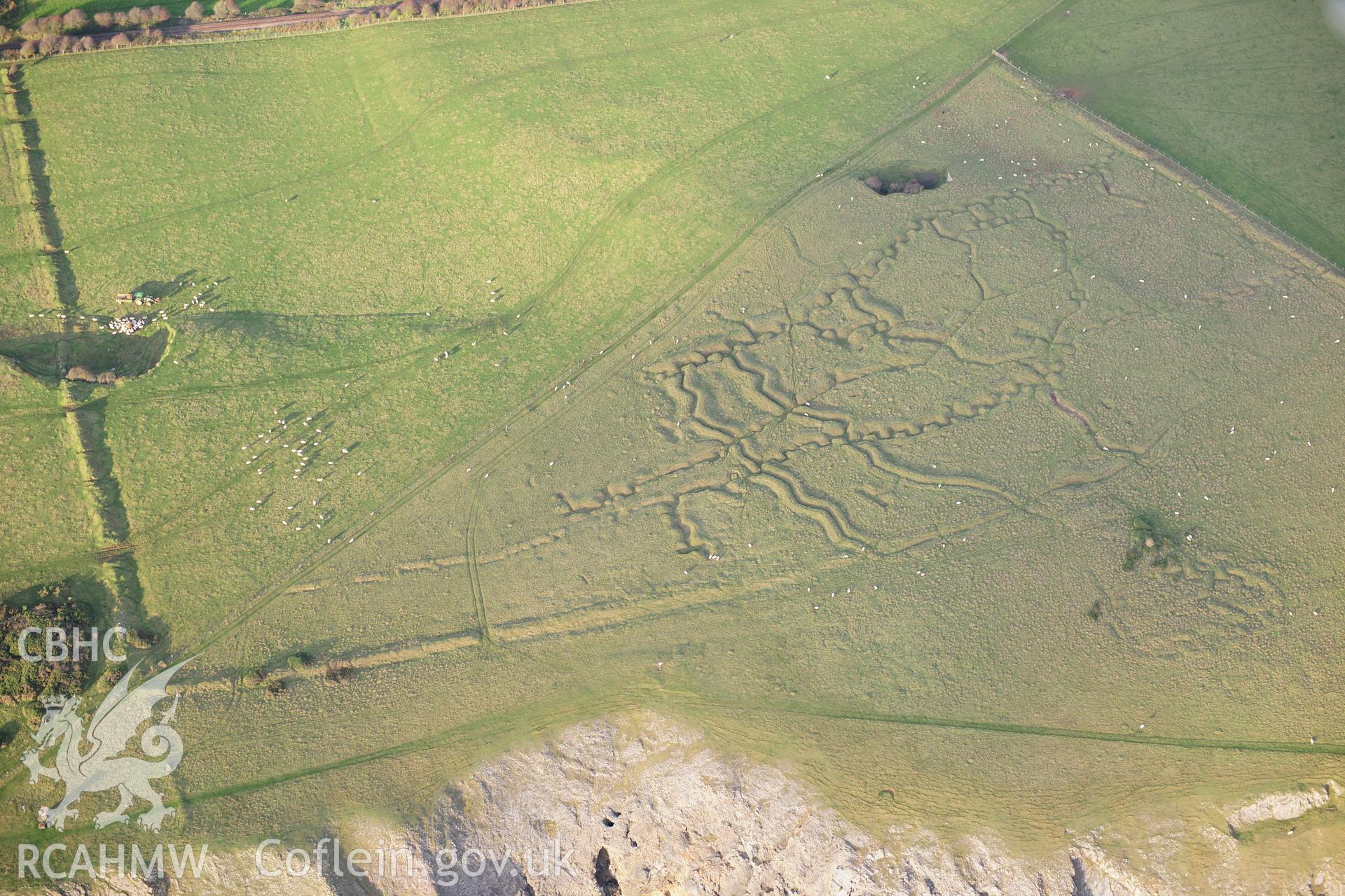 RCAHMW colour oblique photograph of Penally First World War Practice Trenches. Taken by Toby Driver on 26/10/2012.