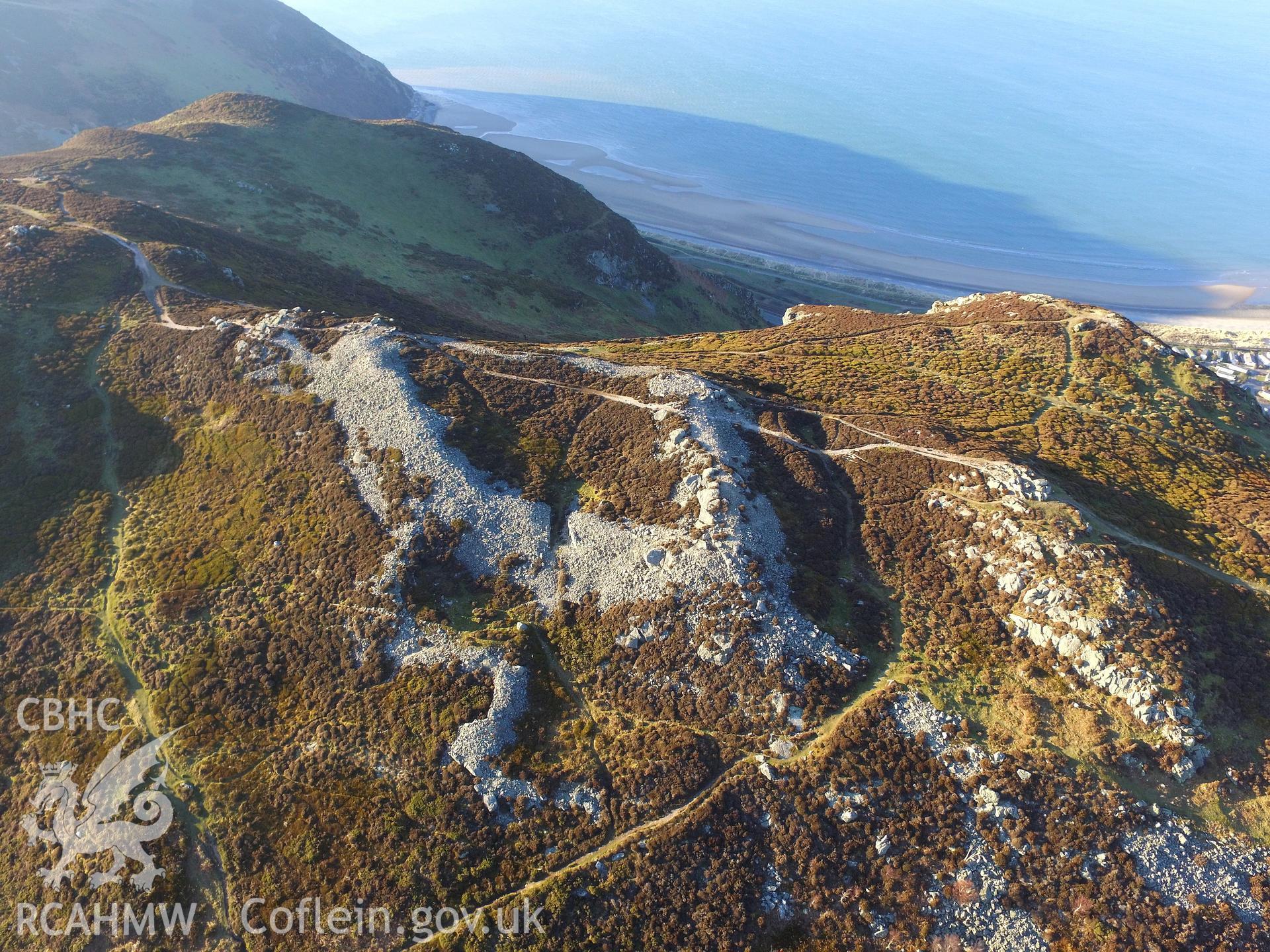 Colour photo showing view of Castell Caer Seion, Conwy Mountain, taken by Paul R. Davis, 25th February 2018.