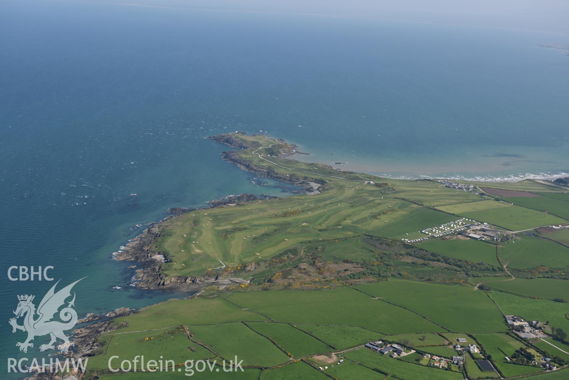 Aerial photography of Porth Dinllaen Farm taken on 3rd May 2017.  Baseline aerial reconnaissance survey for the CHERISH Project. ? Crown: CHERISH PROJECT 2017. Produced with EU funds through the Ireland Wales Co-operation Programme 2014-2020. All material made freely available through the Open Government Licence.