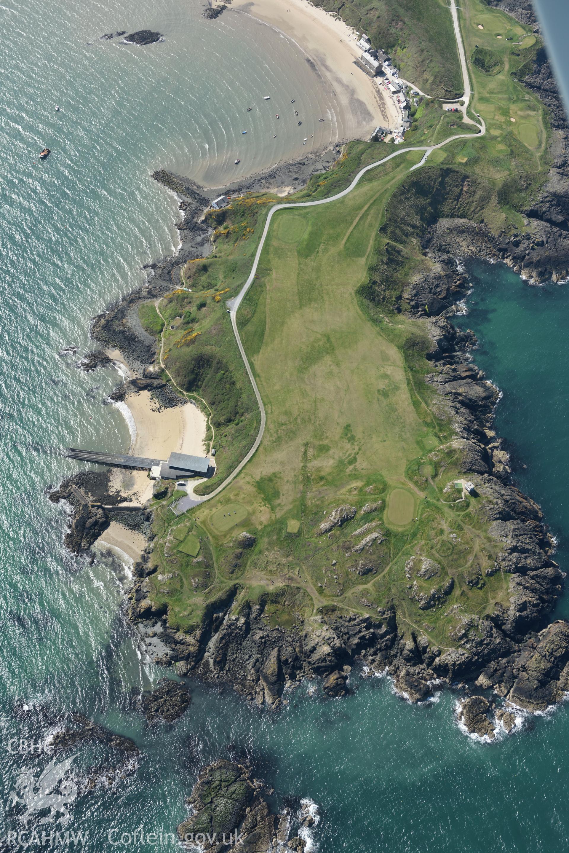 Aerial photography of Trwyn Porth Dinllaen taken on 3rd May 2017.  Baseline aerial reconnaissance survey for the CHERISH Project. ? Crown: CHERISH PROJECT 2017. Produced with EU funds through the Ireland Wales Co-operation Programme 2014-2020. All material made freely available through the Open Government Licence.