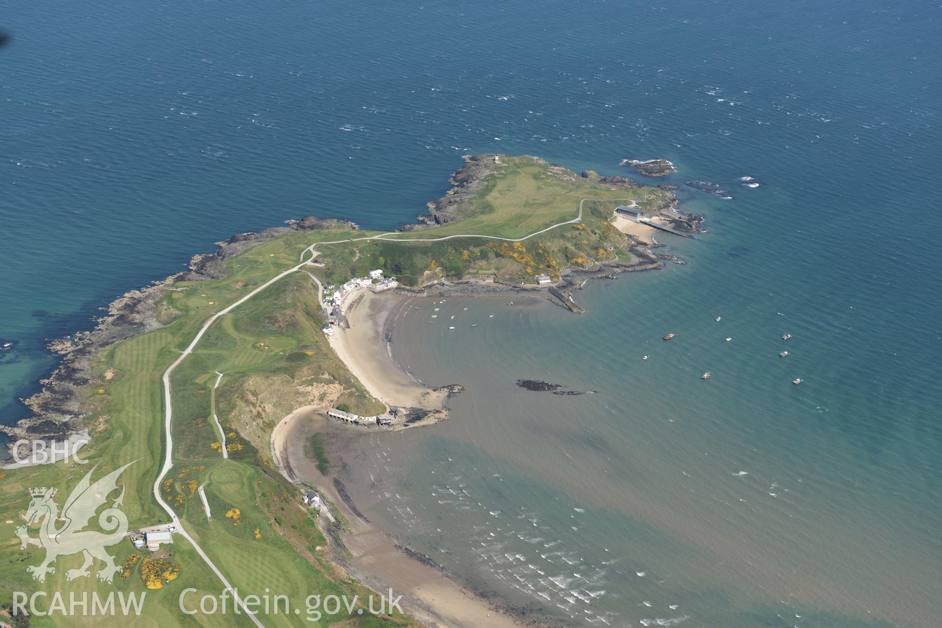 Aerial photography of Porth Dinllaen taken on 3rd May 2017.  Baseline aerial reconnaissance survey for the CHERISH Project. ? Crown: CHERISH PROJECT 2017. Produced with EU funds through the Ireland Wales Co-operation Programme 2014-2020. All material made freely available through the Open Government Licence.