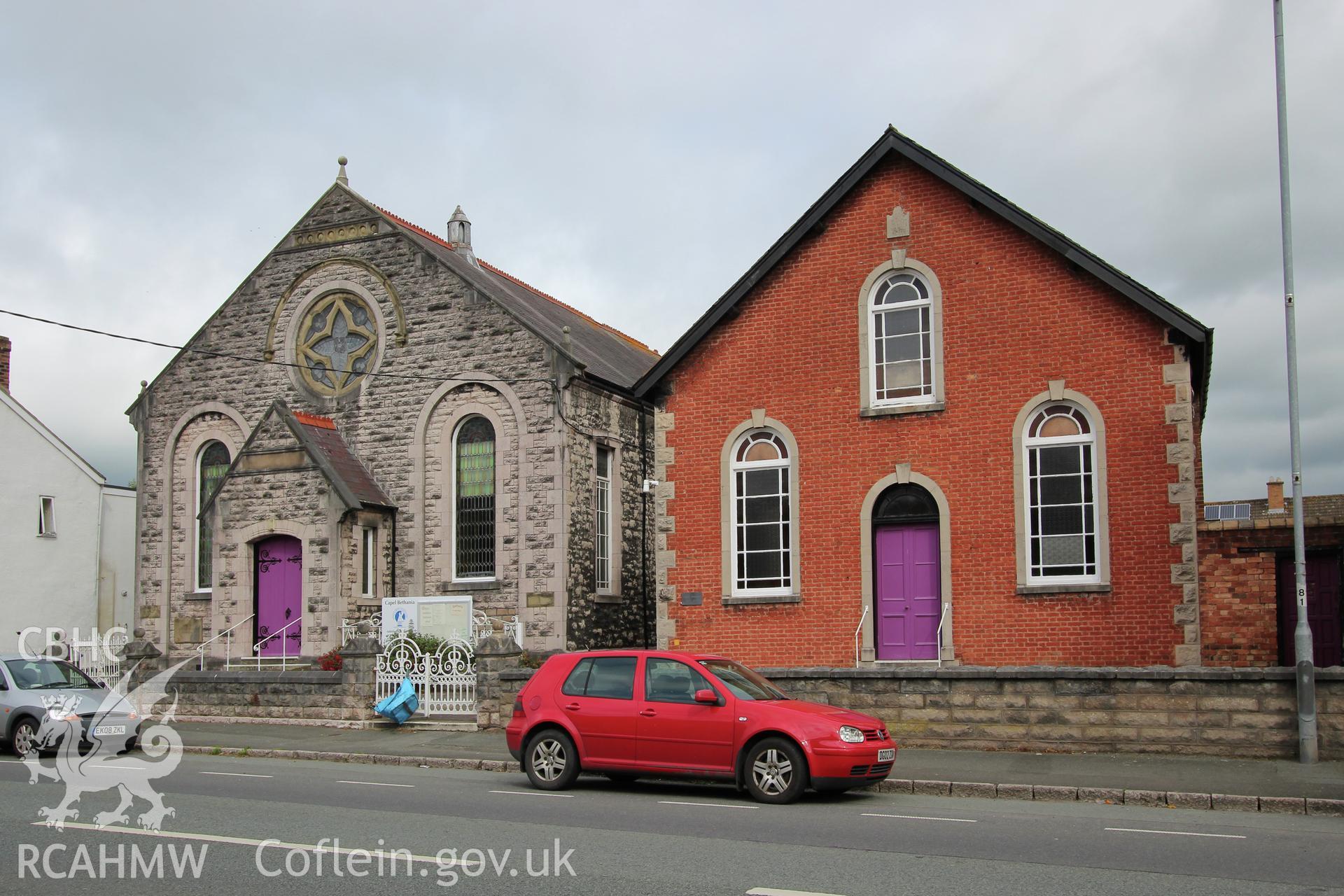 Sebuel Welsh Calvinistic Methodist Chapel, Ruthin chapel from east with adjacent Bethania Chapel