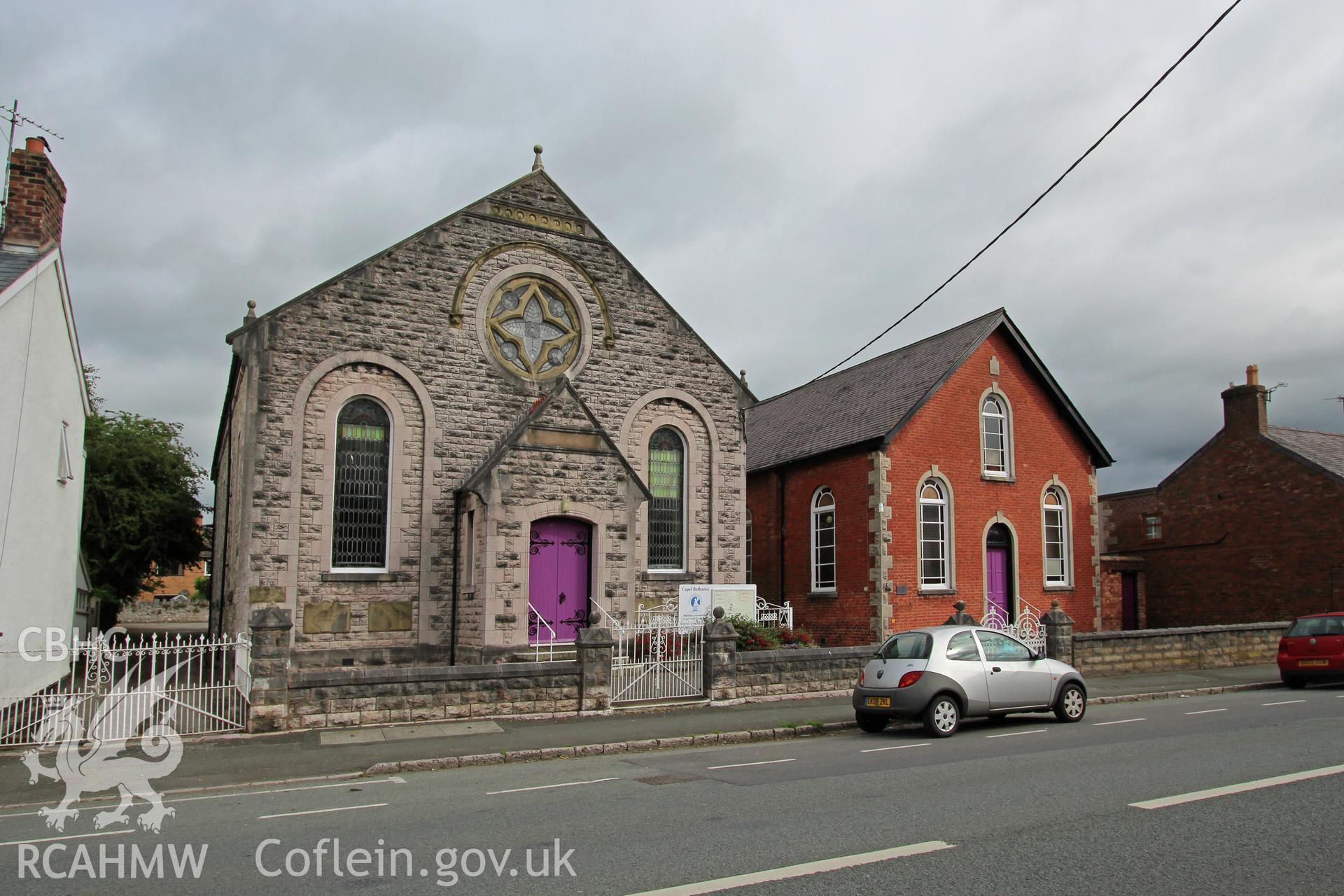 Sebuel Welsh Calvinistic Methodist Chapel, Ruthin, chapel from south with adjacent Bethania Chapel