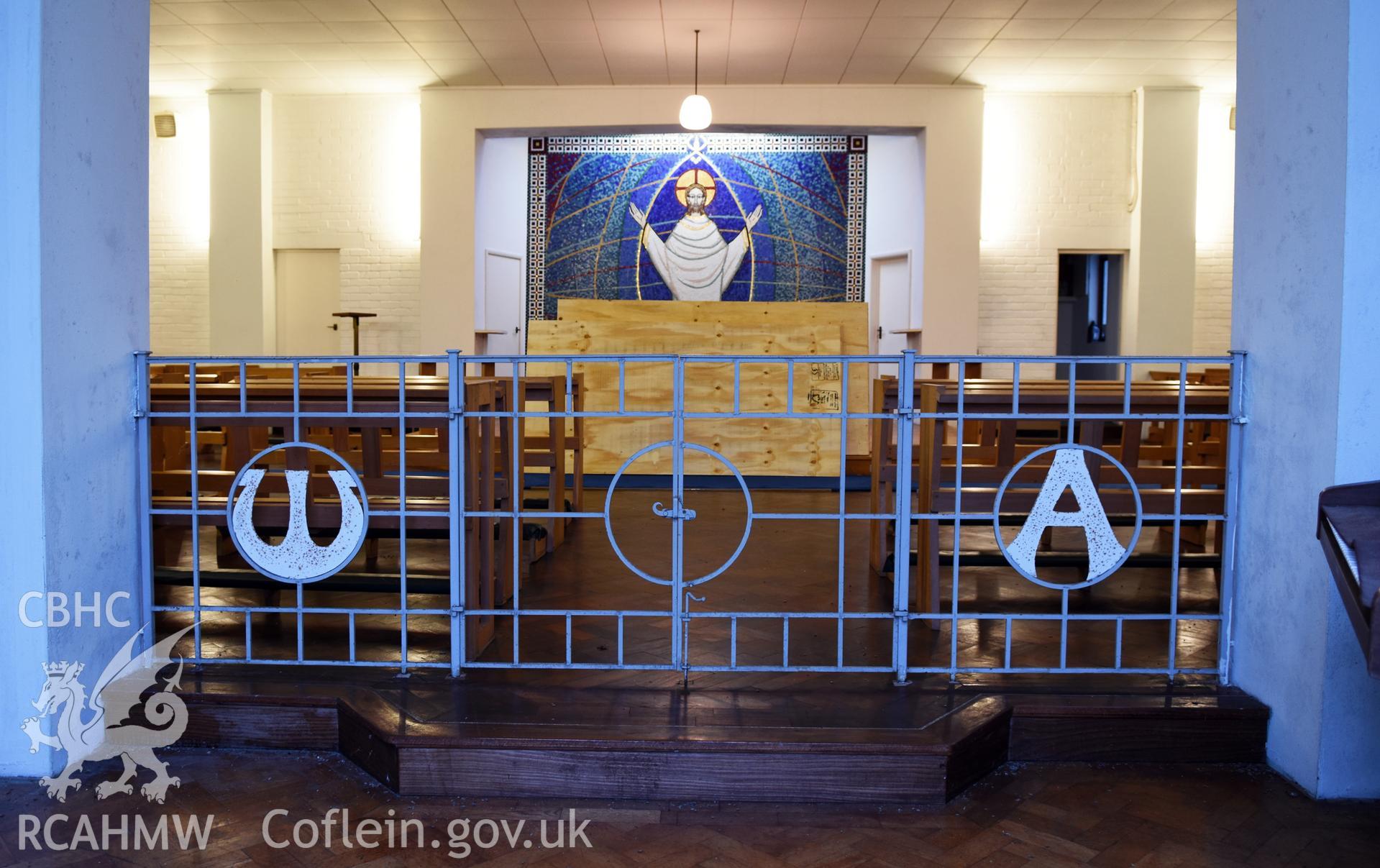 The Resurrection of Our Saviour Catholic Church, interior from Baptistery. Photographed by Sue Fielding on 11th January 2019.