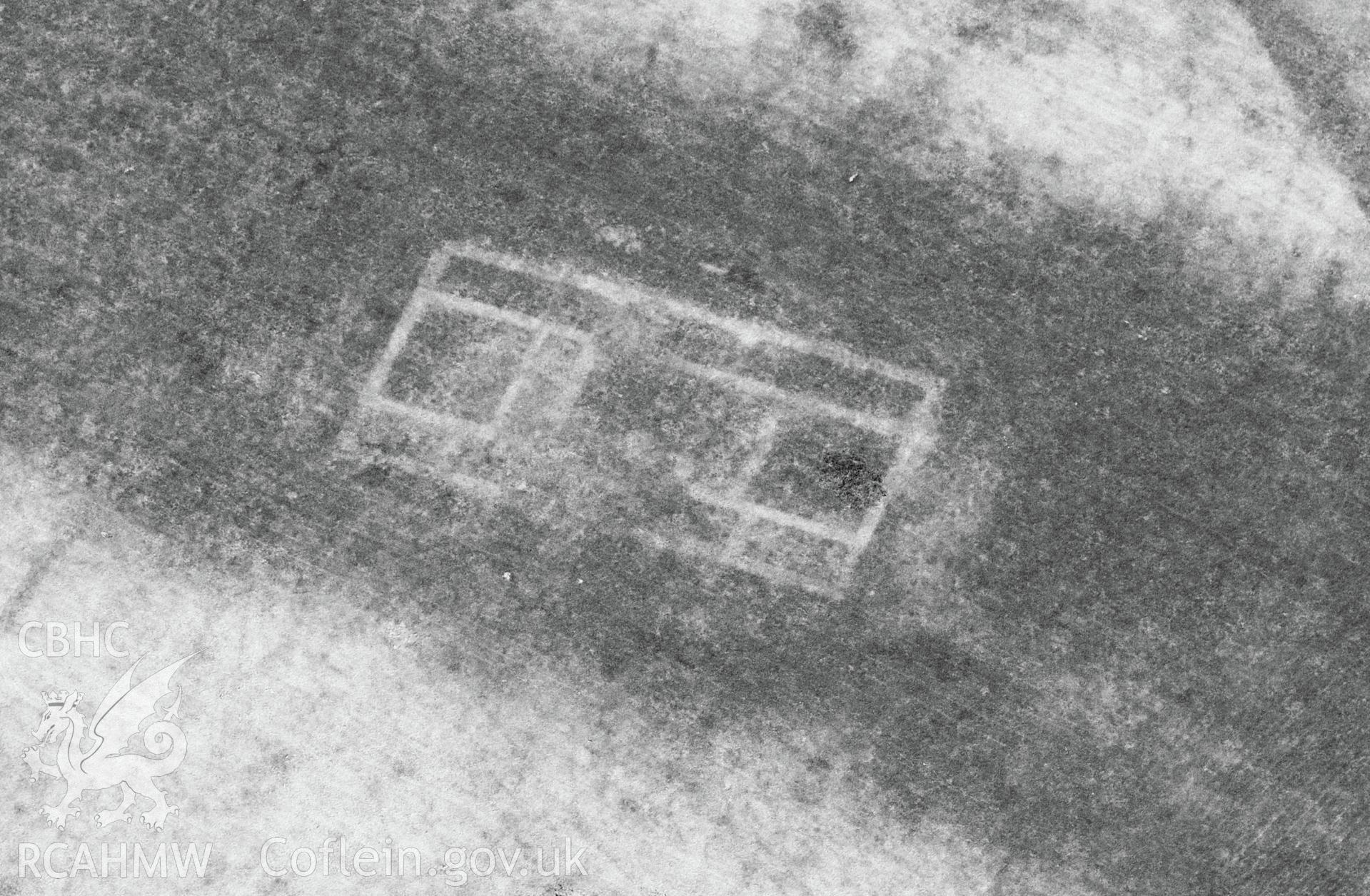 Royal Commission aerial photography of Wyndcliff Roman villa and enclosures taken on 19th July 2018 during the 2018 drought.