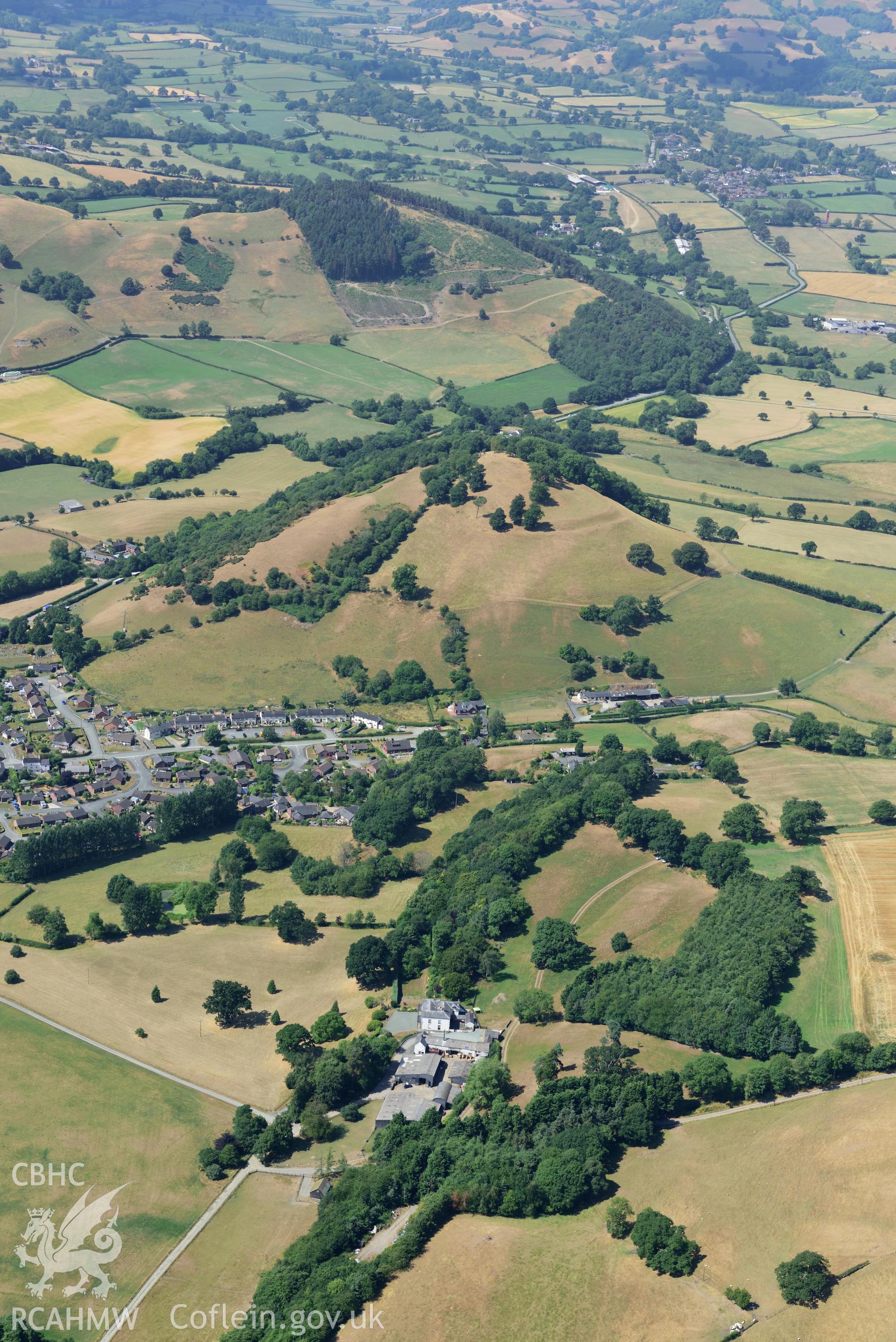 Royal Commission aerial photography of Soldier's Mount Hillfort taken on 19th July 2018 during the 2018 drought.
