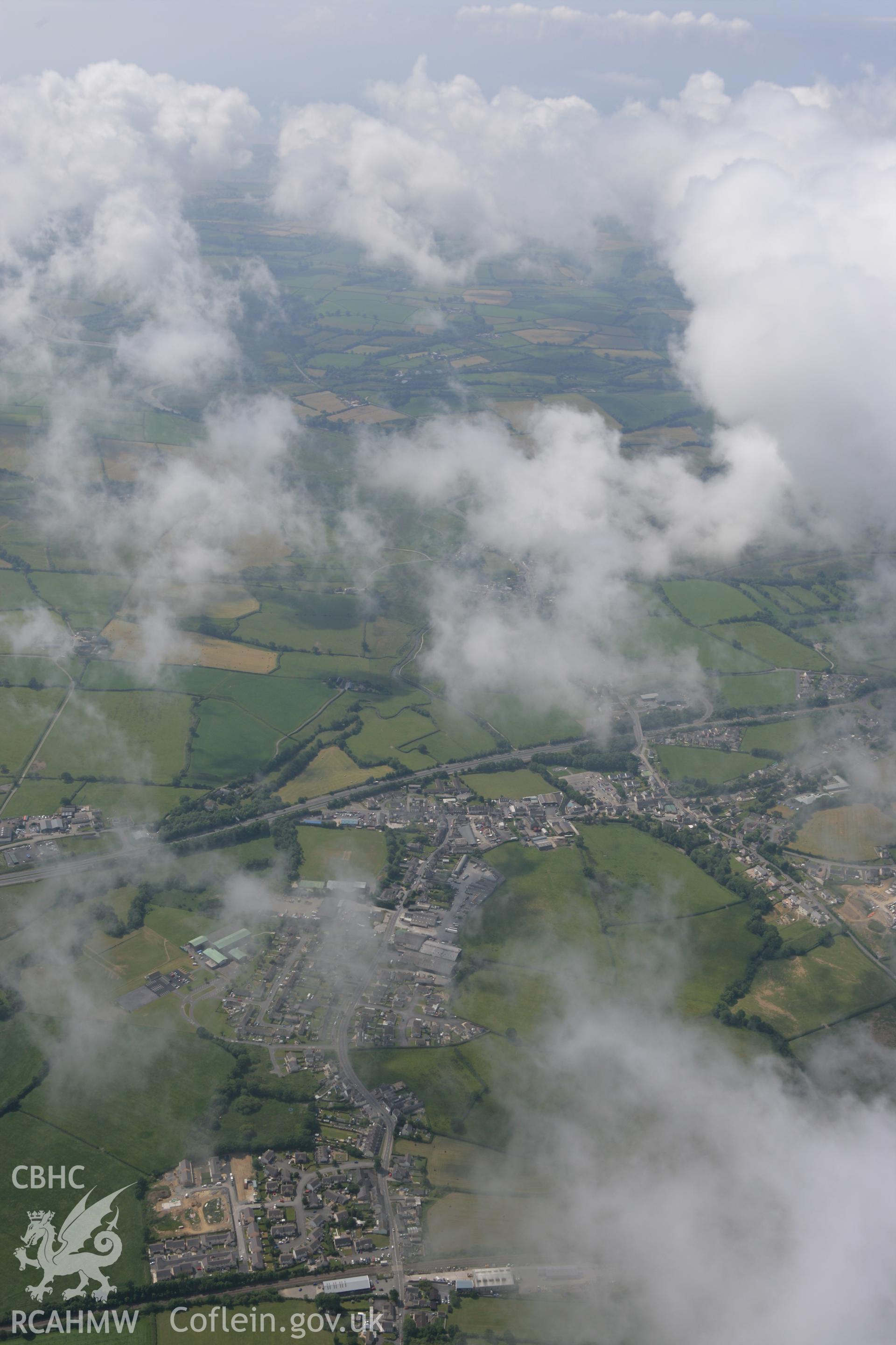RCAHMW colour oblique photograph of St Clears. Taken by Toby Driver on 22/06/2010.