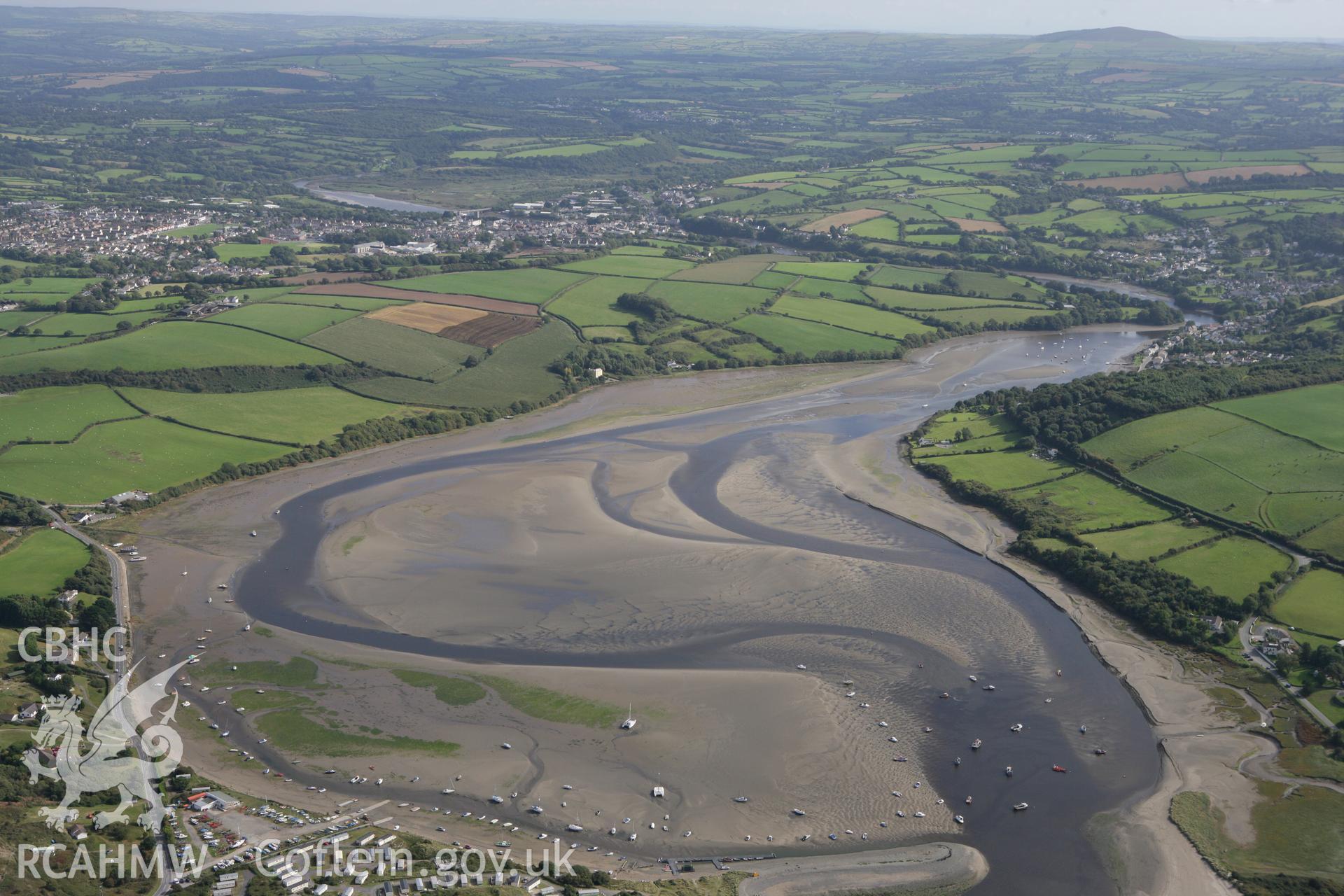 RCAHMW colour oblique photograph of Afon Teifi estuary, looking south towards St. Dogmaels. Taken by Toby Driver on 09/09/2010.