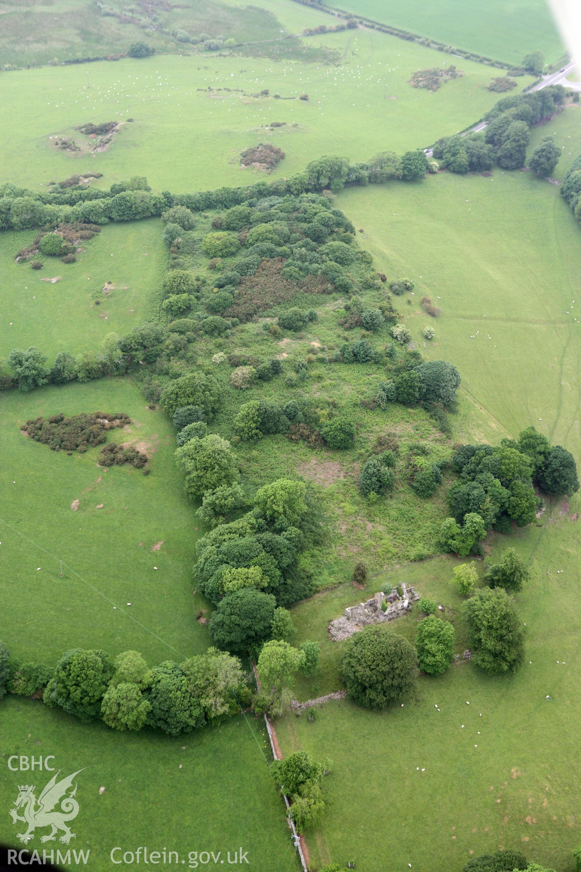 RCAHMW colour oblique photograph of Dinas Cadnant, settlement complex. Taken by Toby Driver on 10/06/2010.