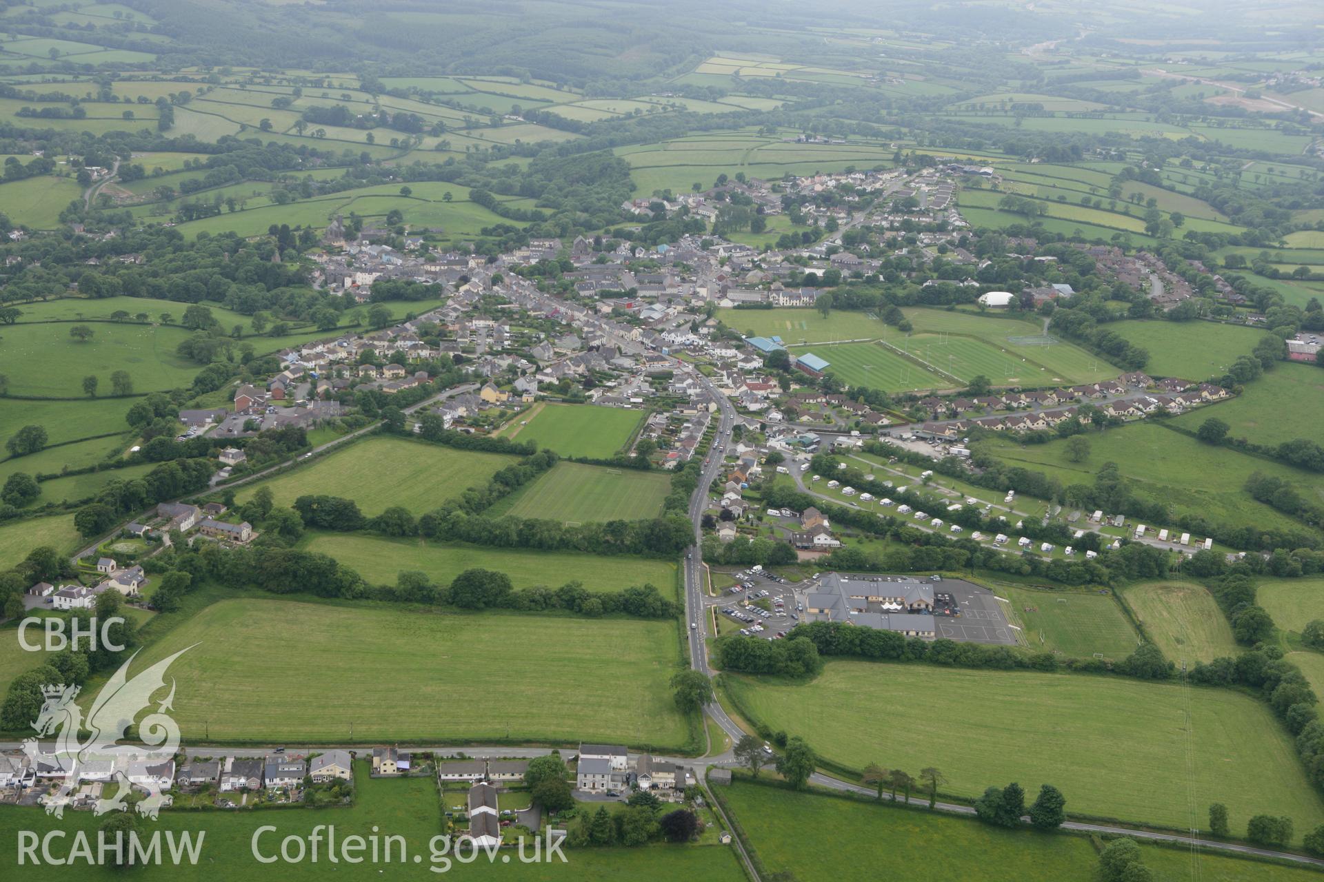 RCAHMW colour oblique photograph of Narberth town. Taken by Toby Driver on 11/06/2010.