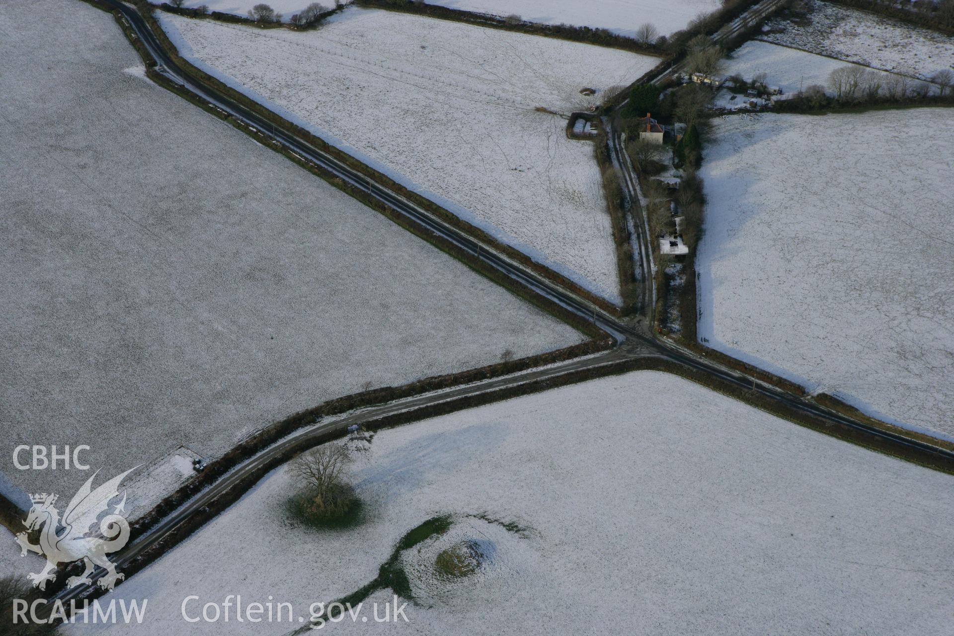 RCAHMW colour oblique photograph of Castell Cossan. Taken by Toby Driver on 02/12/2010.