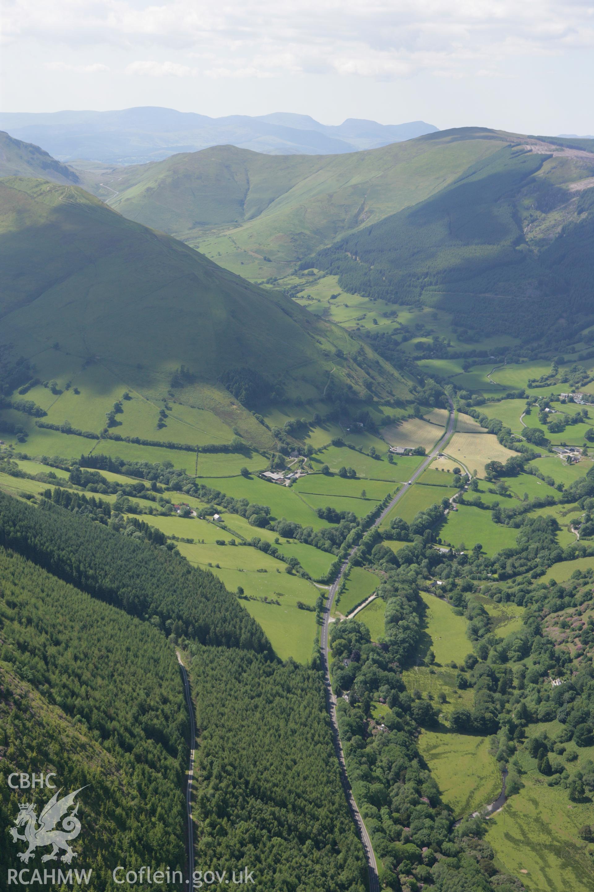 RCAHMW colour oblique photograph of view along Cwm Cerist,from the south-east. Taken by Toby Driver on 16/06/2010.