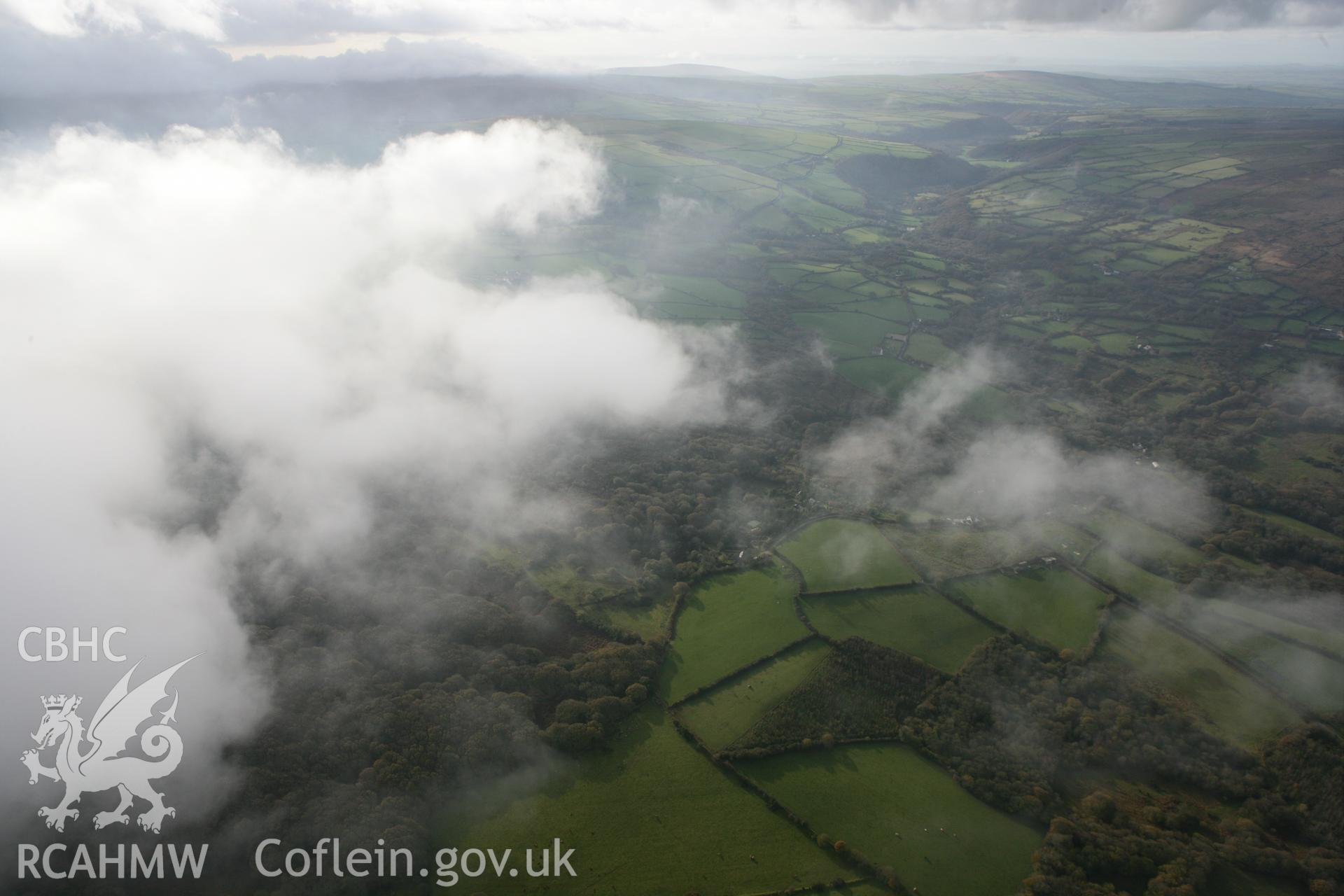 RCAHMW colour oblique photograph of landscape looking south-west over Cilgwyn towards the Cwm Gwaun. Taken by Toby Driver on 16/11/2010.