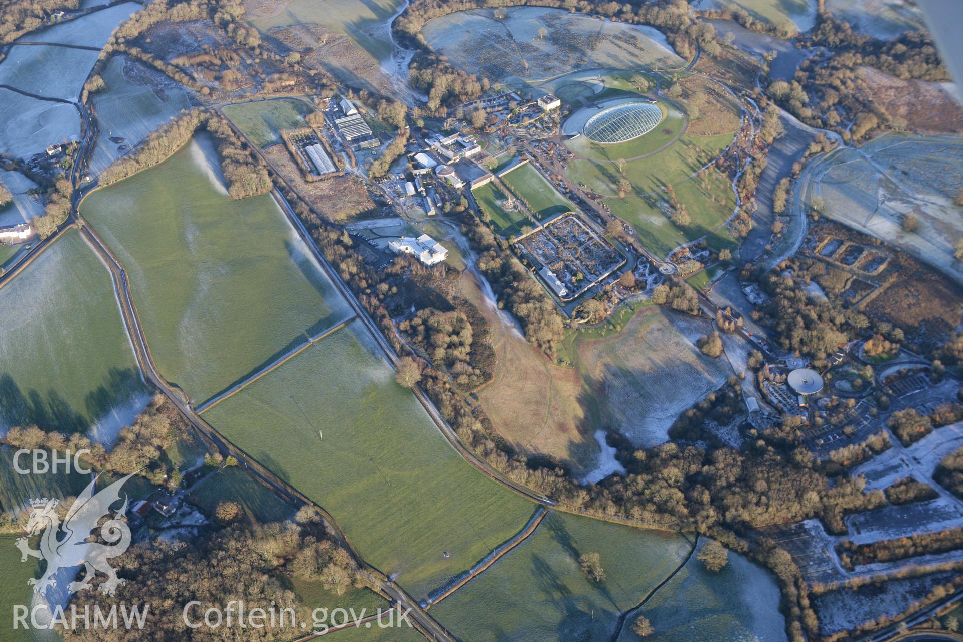 RCAHMW colour oblique photograph of Middleton Hall park and gardens, now the National Botanic Garden of Wales. Taken by Toby Driver on 08/12/2010.