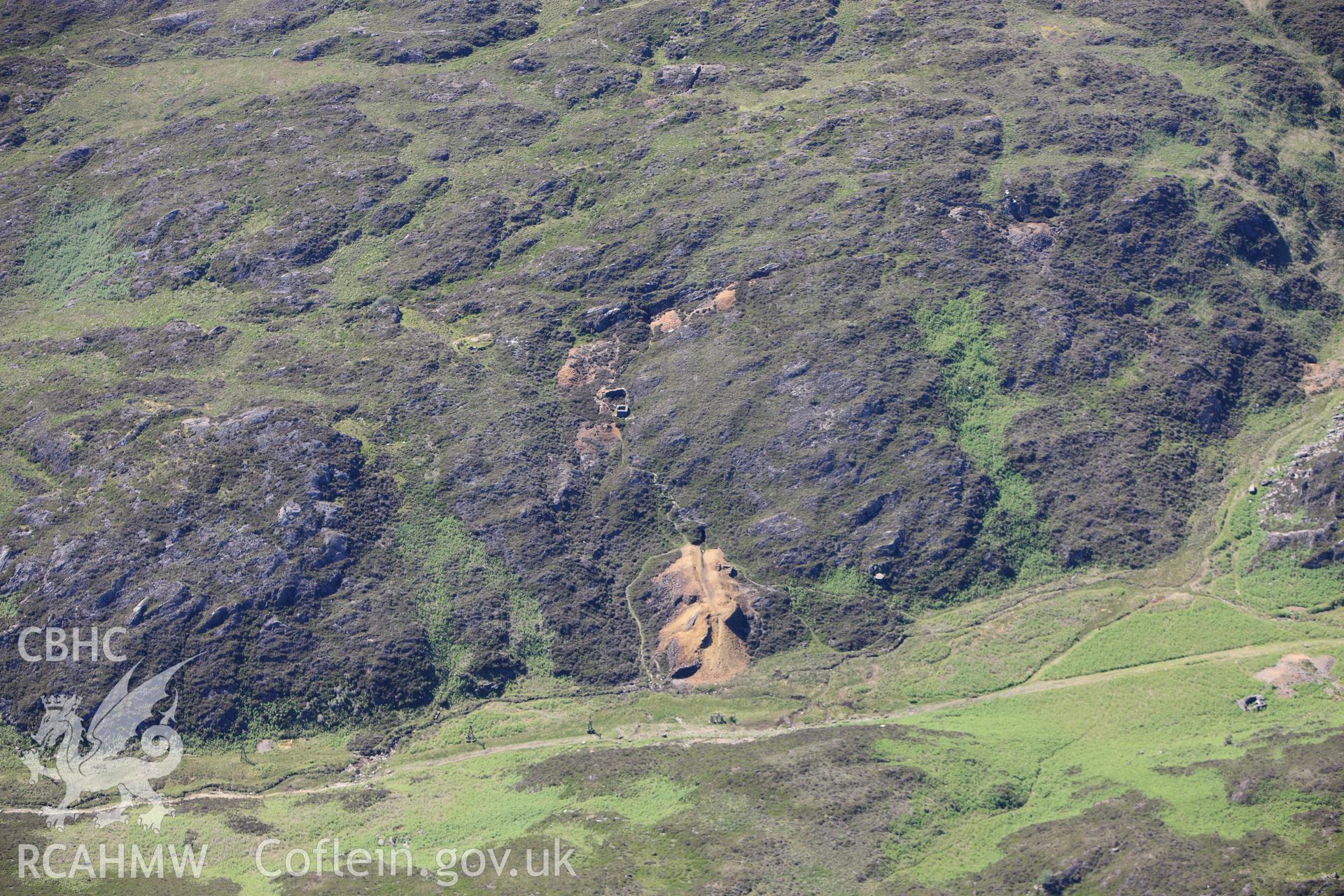 RCAHMW colour oblique photograph of Cwm Bychan Copper Mines, Beddgelert. Taken by Toby Driver on 16/06/2010.
