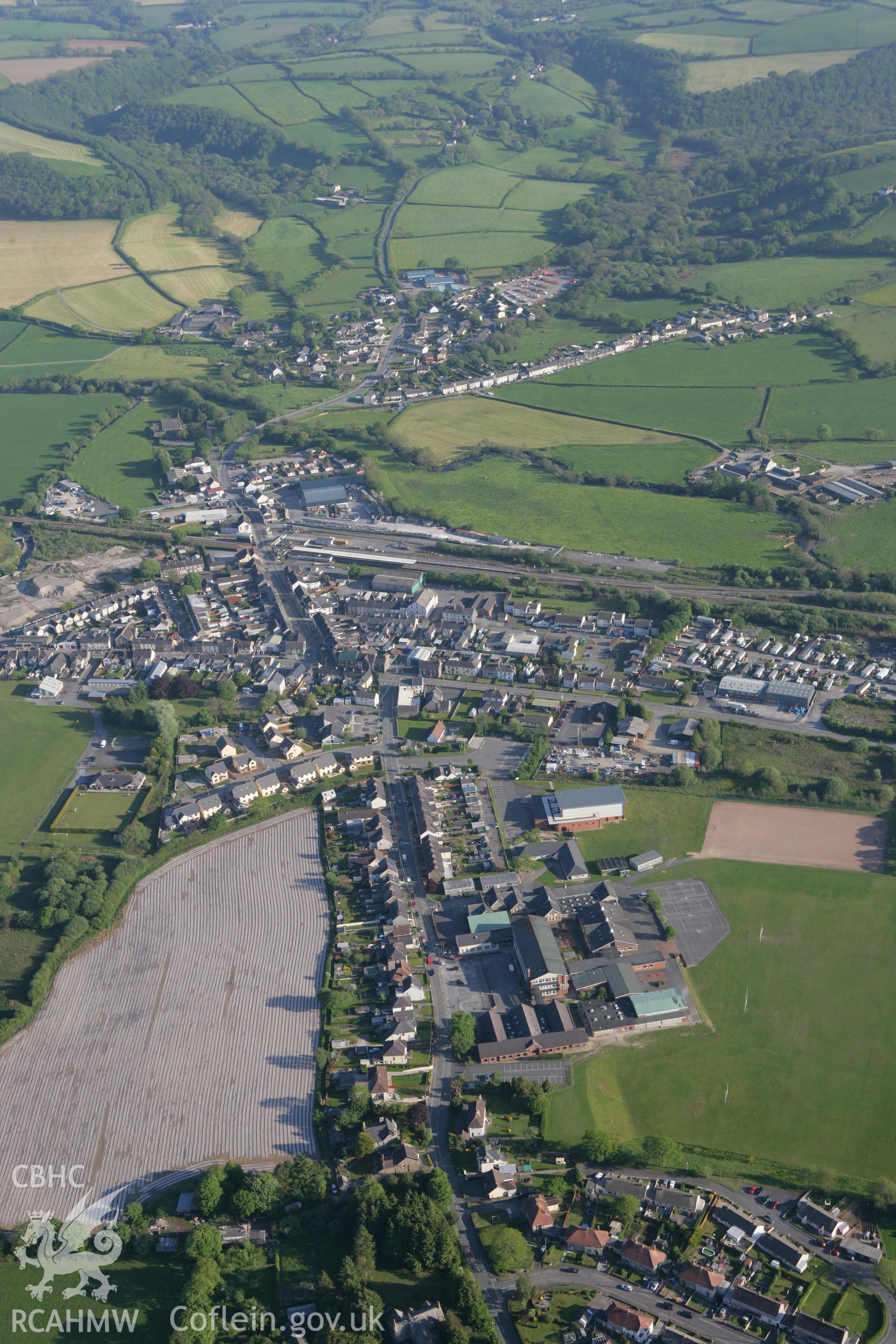 RCAHMW colour oblique photograph of Whitland village. Taken by Toby Driver on 24/05/2010.